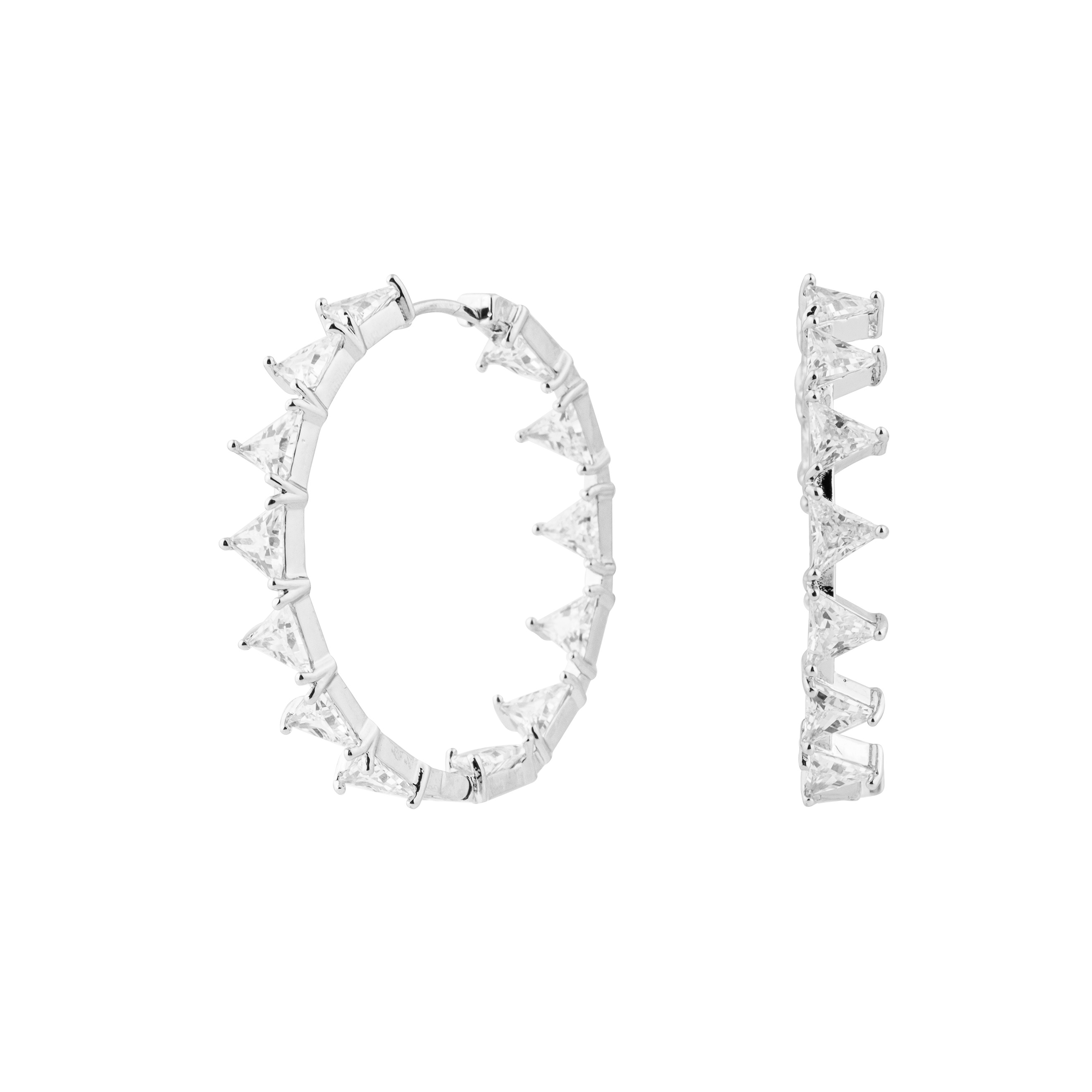earrings with white triangular crystals