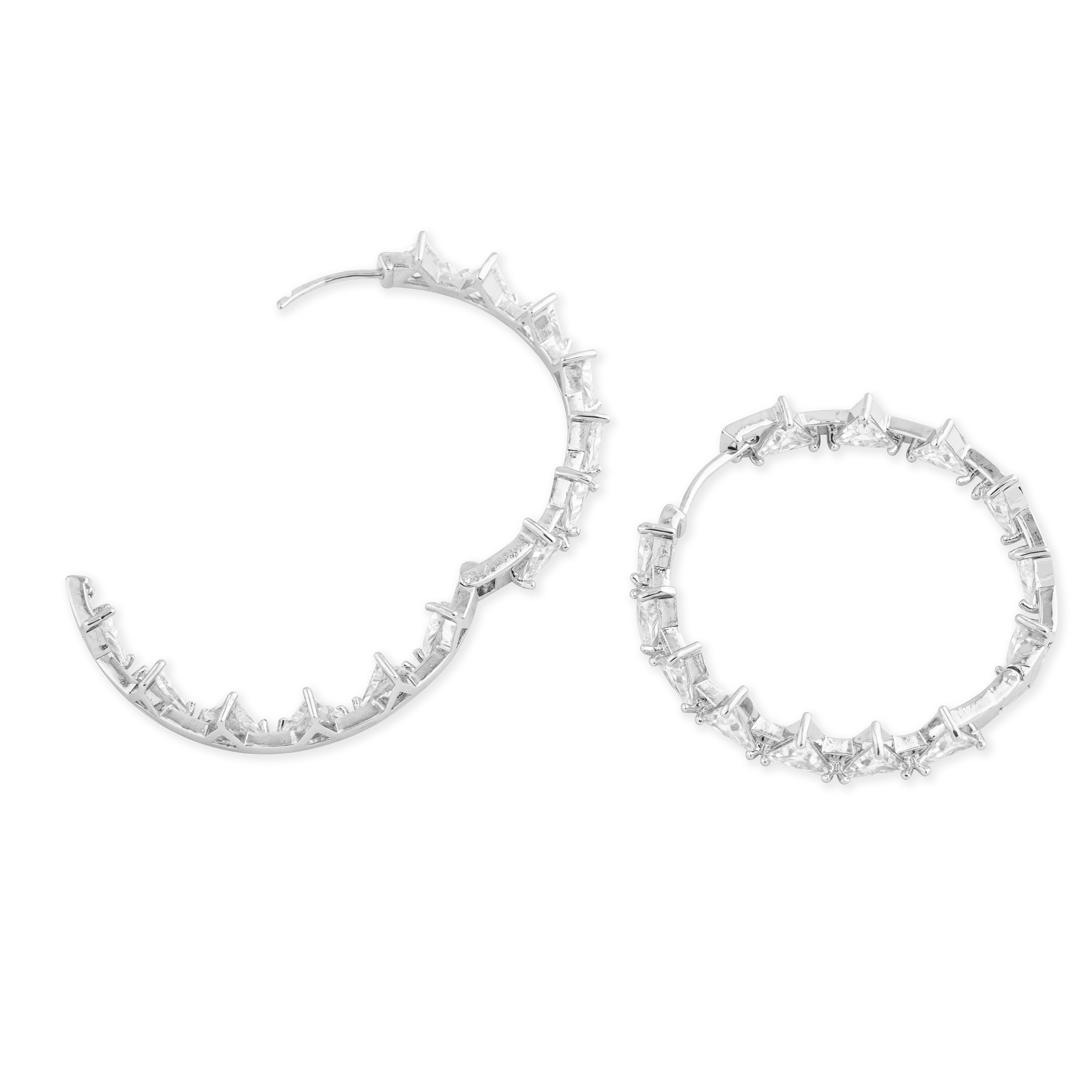 earrings with white triangular crystals
