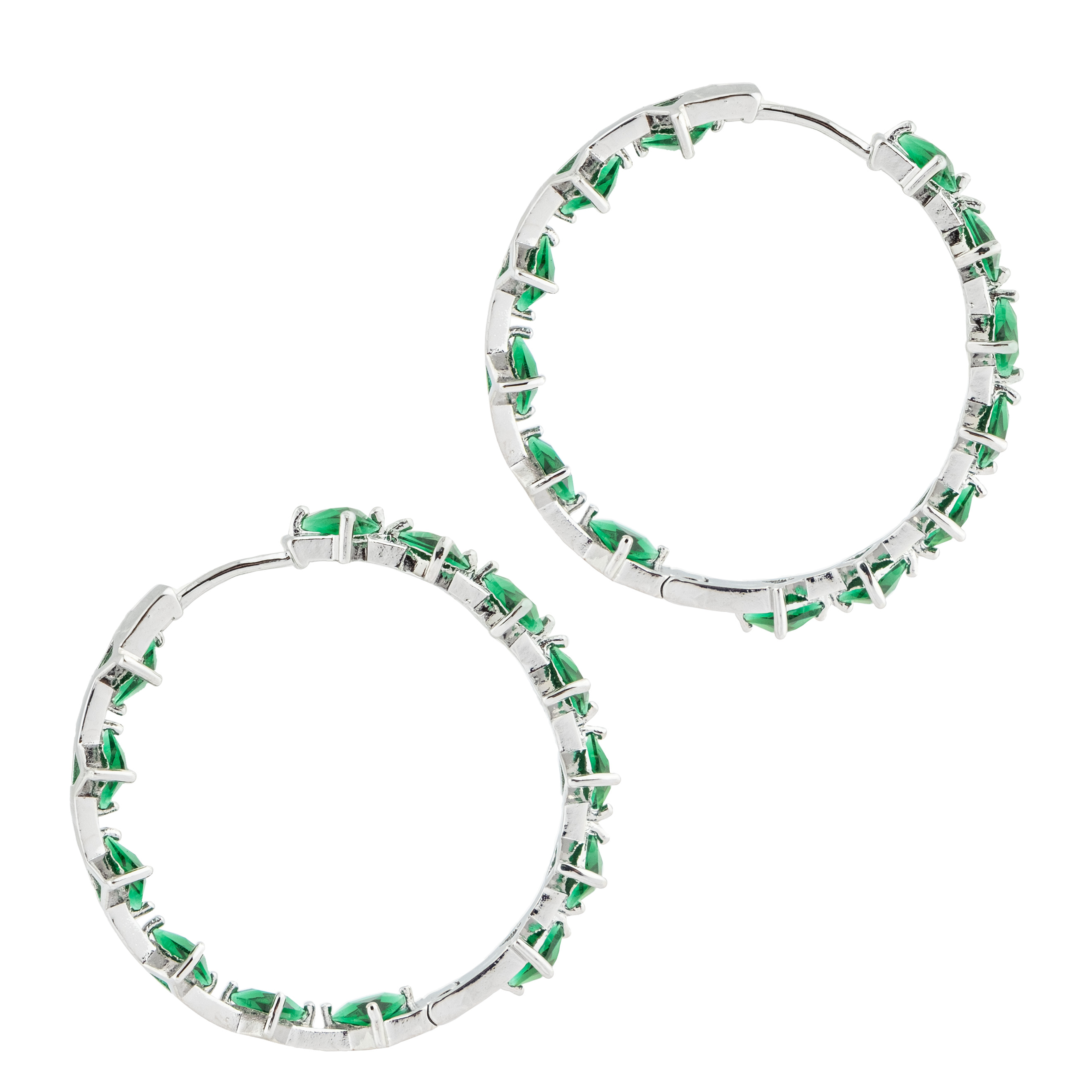 earrings with green triangular crystals