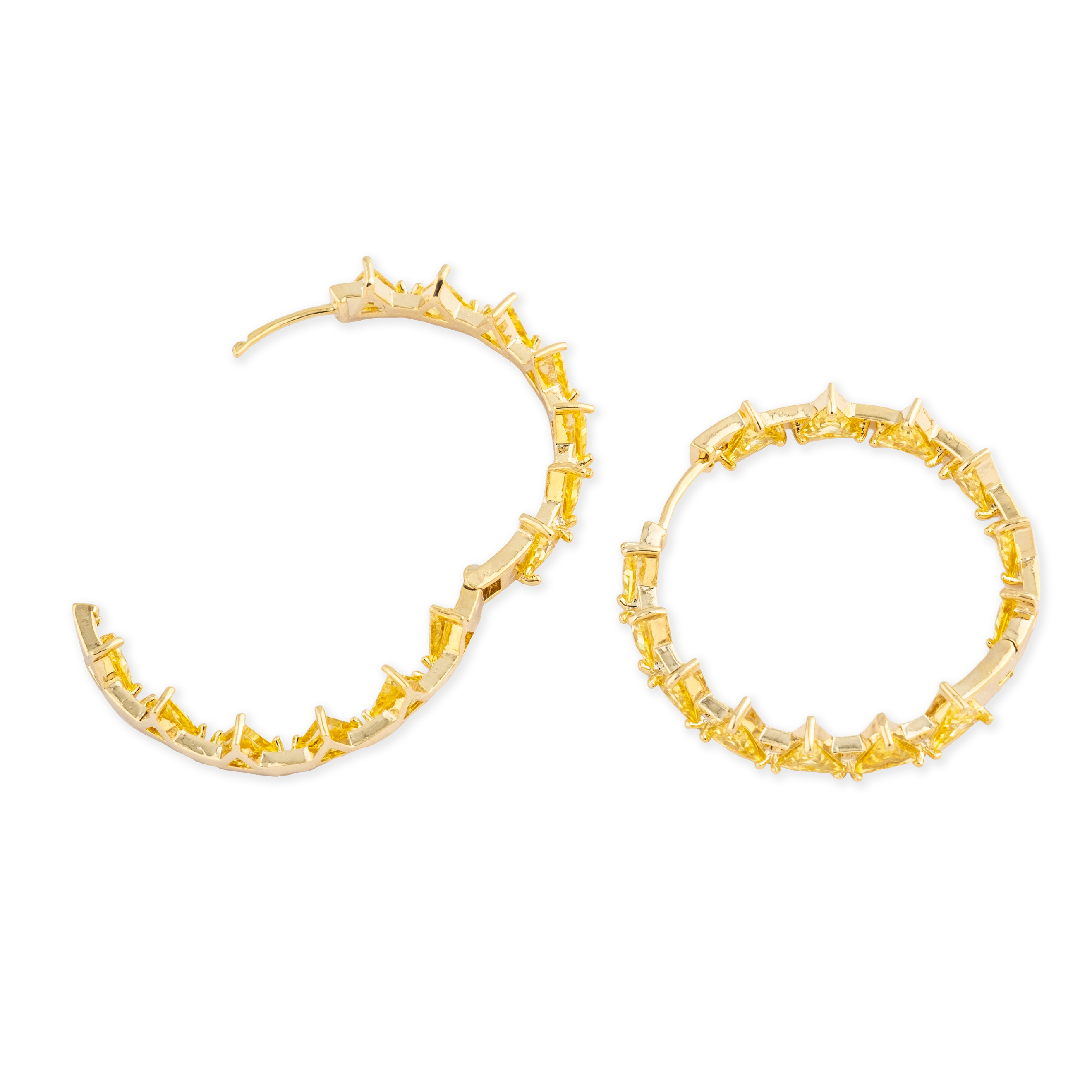 earrings with yellow triangular crystals