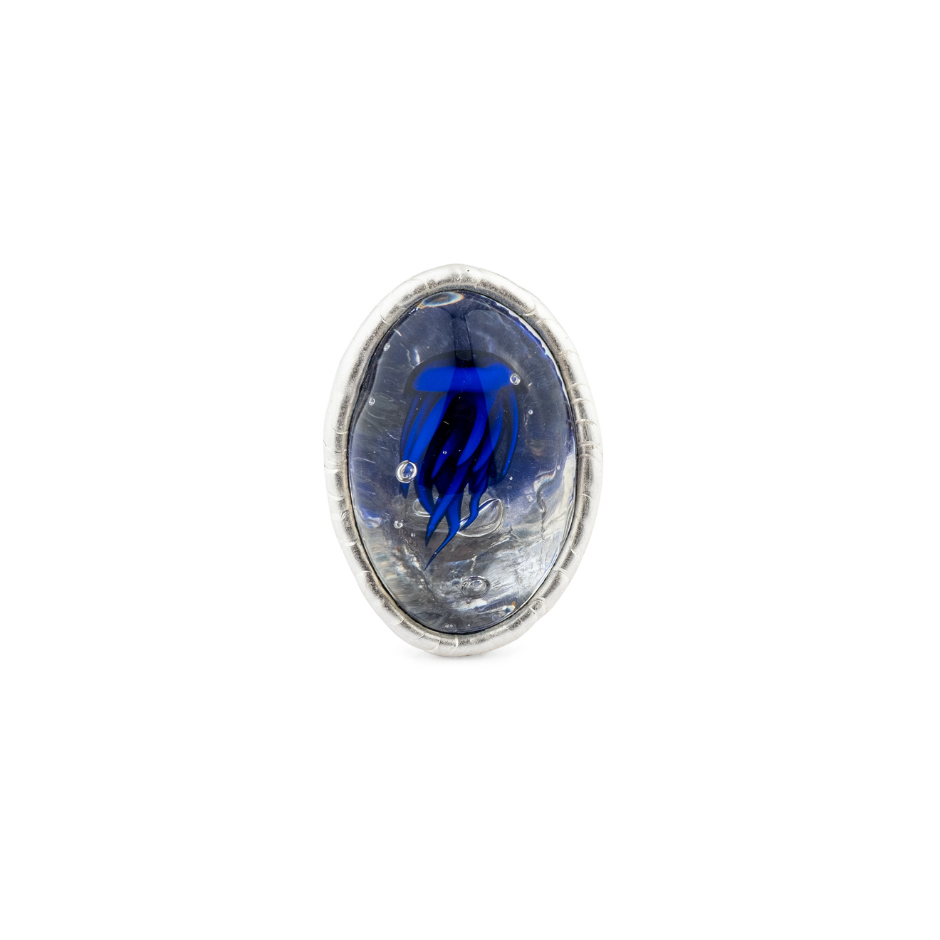 Poison Drop Lab Кольцо с серебряным покрытием с синей медузой и прозрачным стеклом poison drop lab колье с сердцем с серебряным стеклом