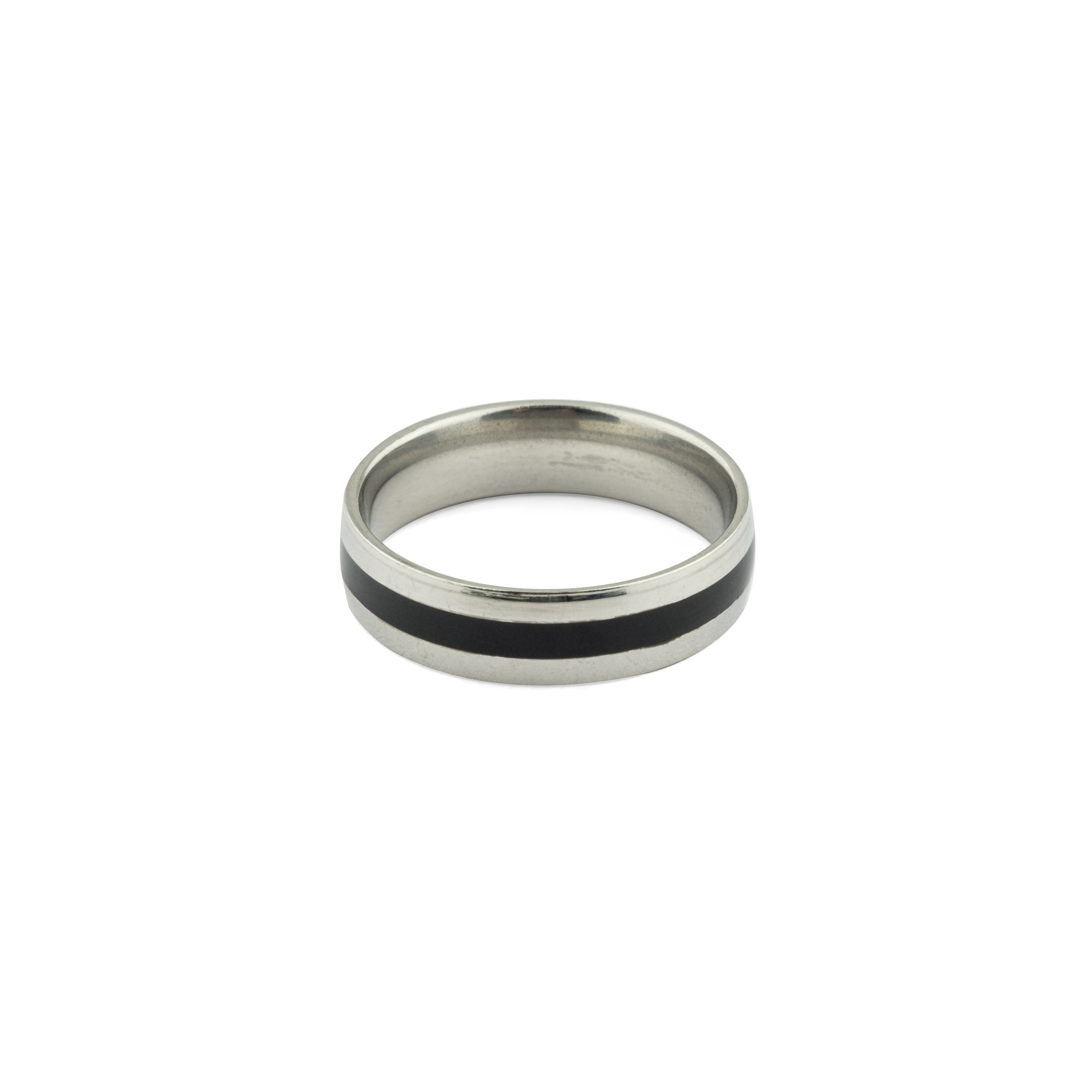 Steel ring with black stripe