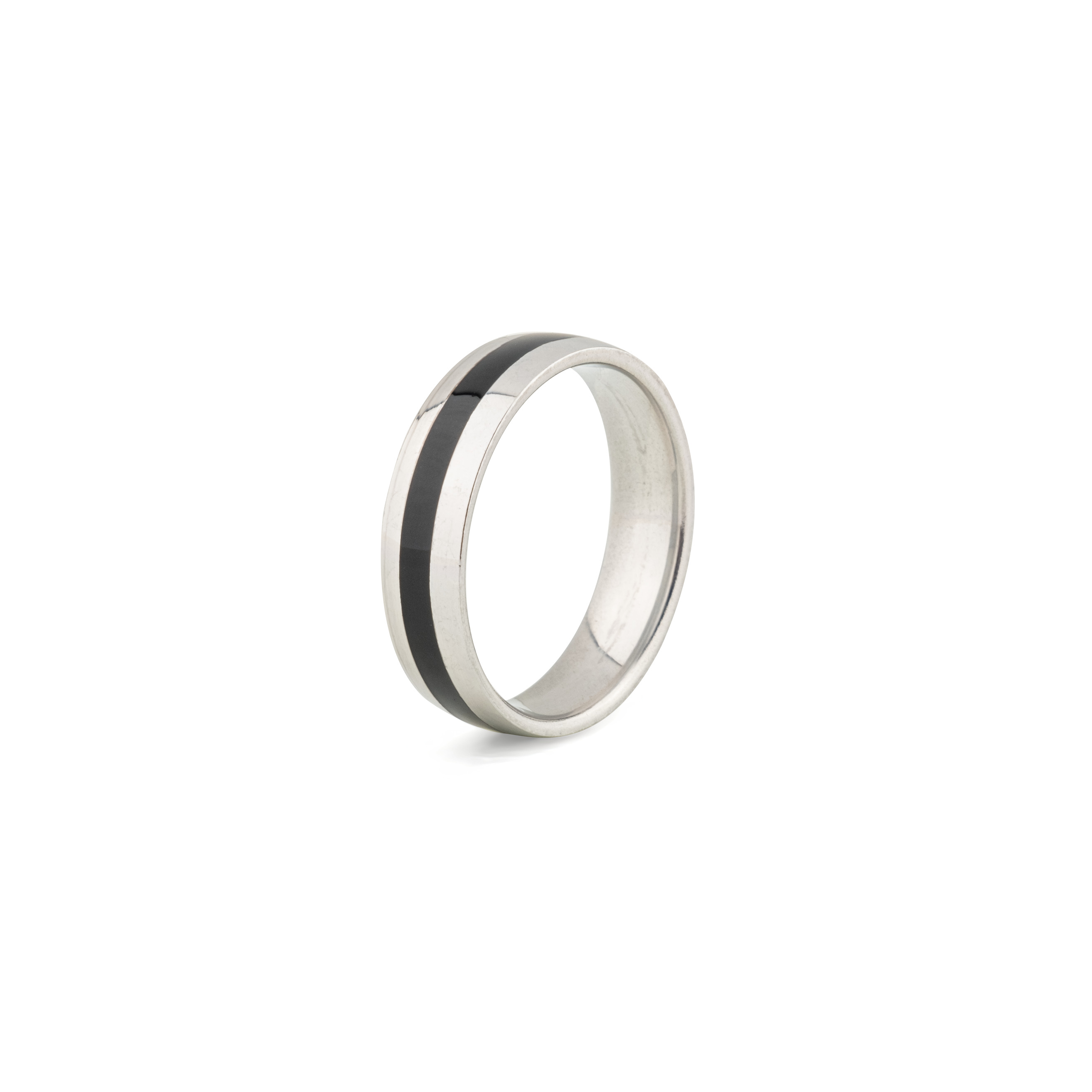 Steel ring with black stripe