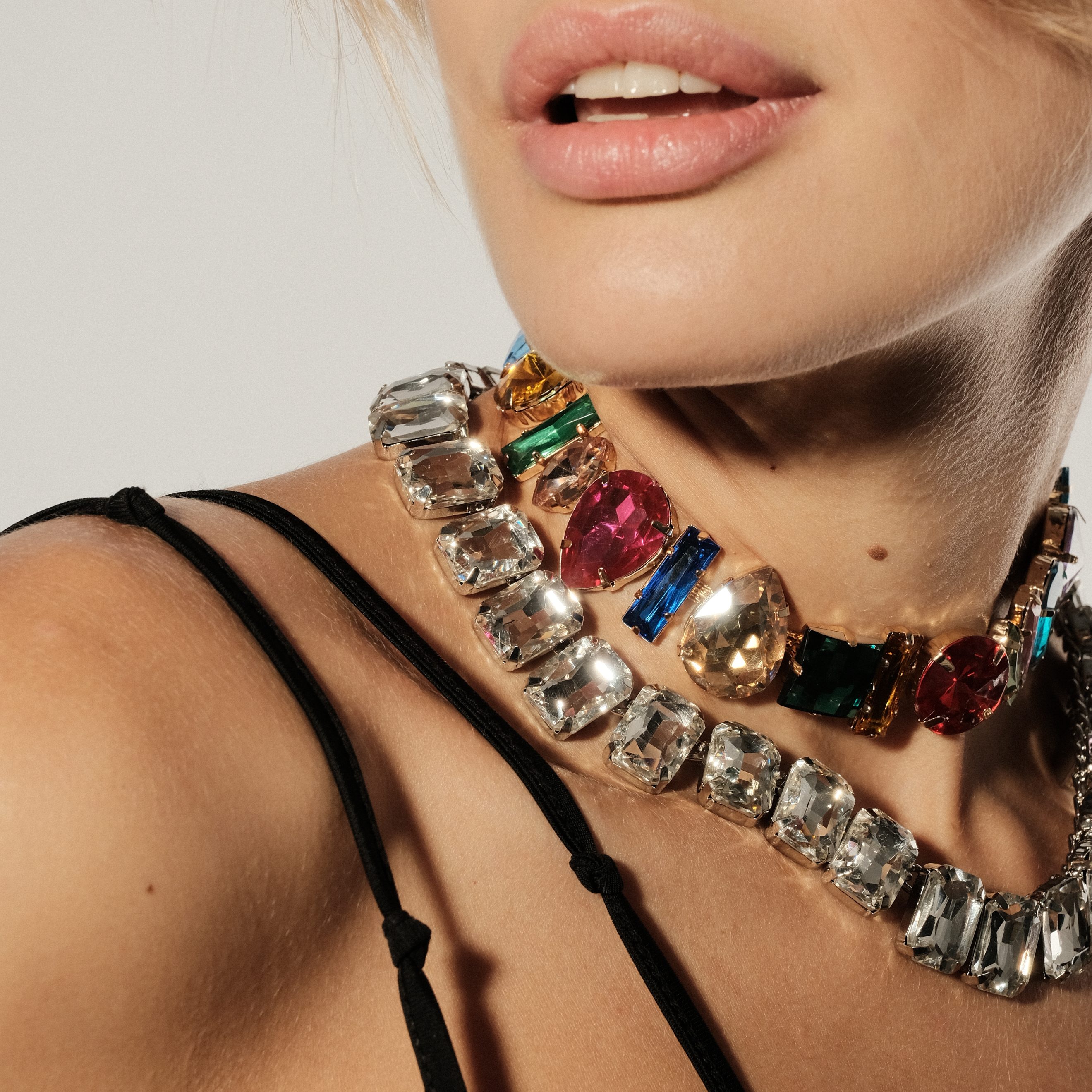 Necklace with large white crystals