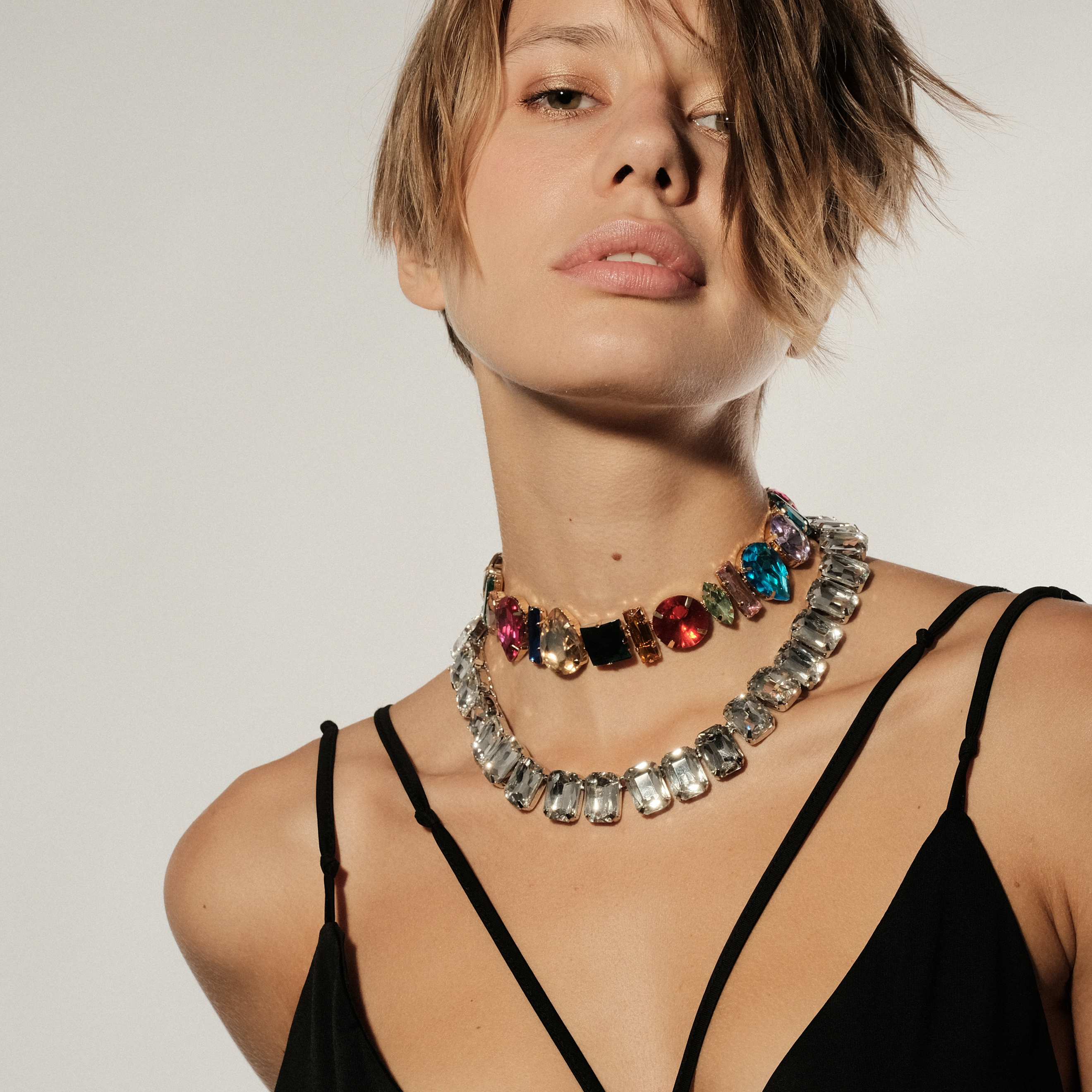 Necklace with large white crystals