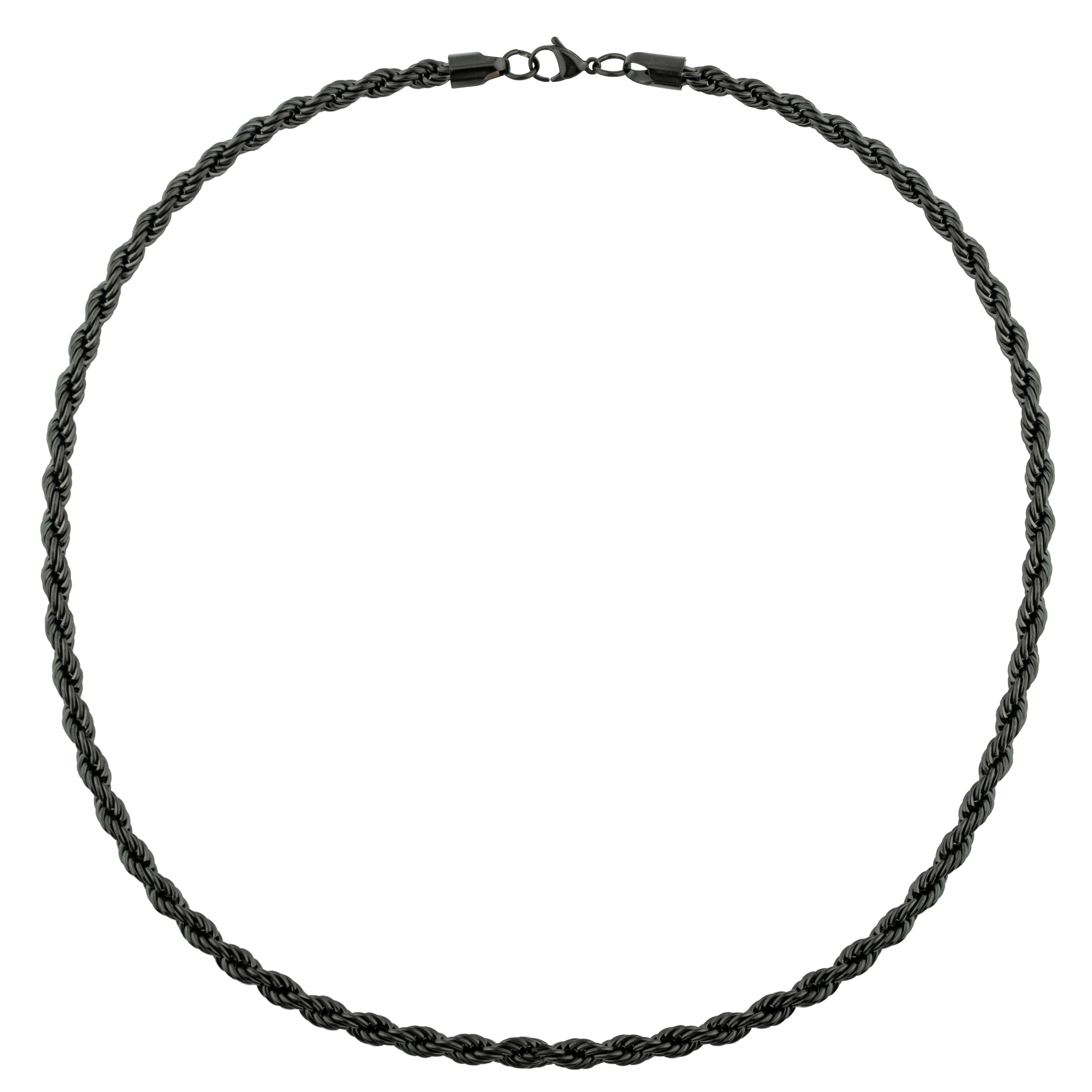 Steel black chain with twisted weave
