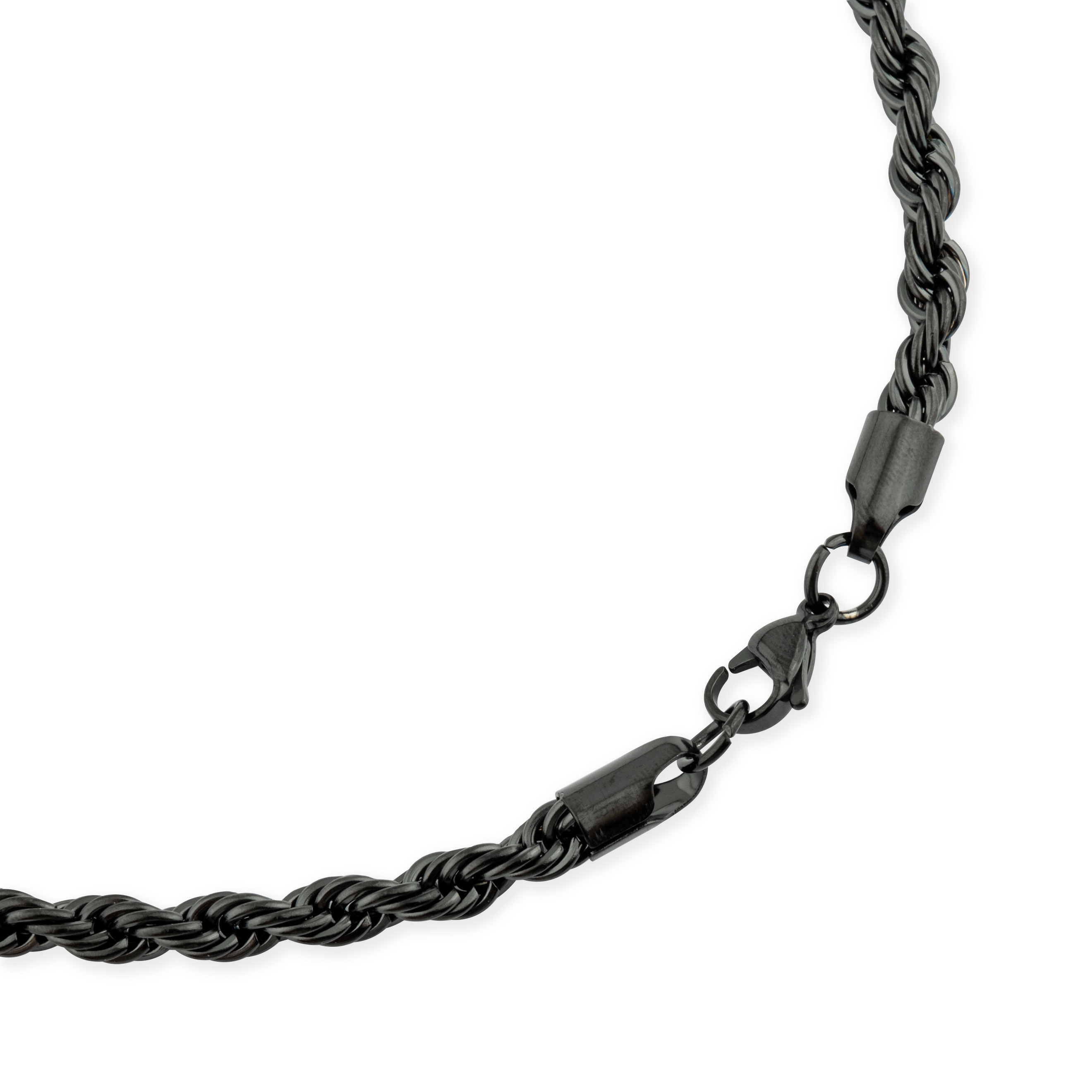 Steel black chain with twisted weave