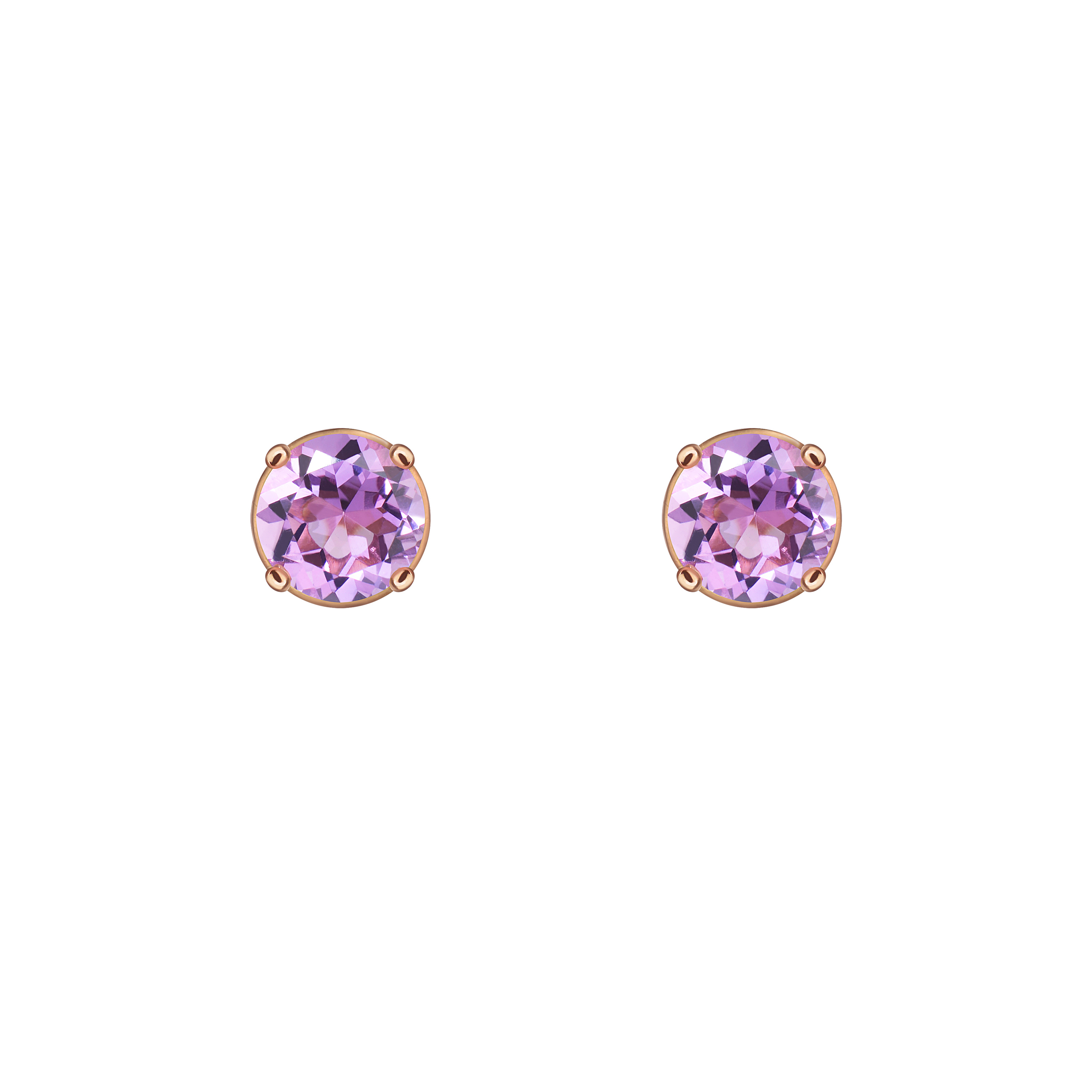 rose gold-plated silver cartoon baby studs with amethyst