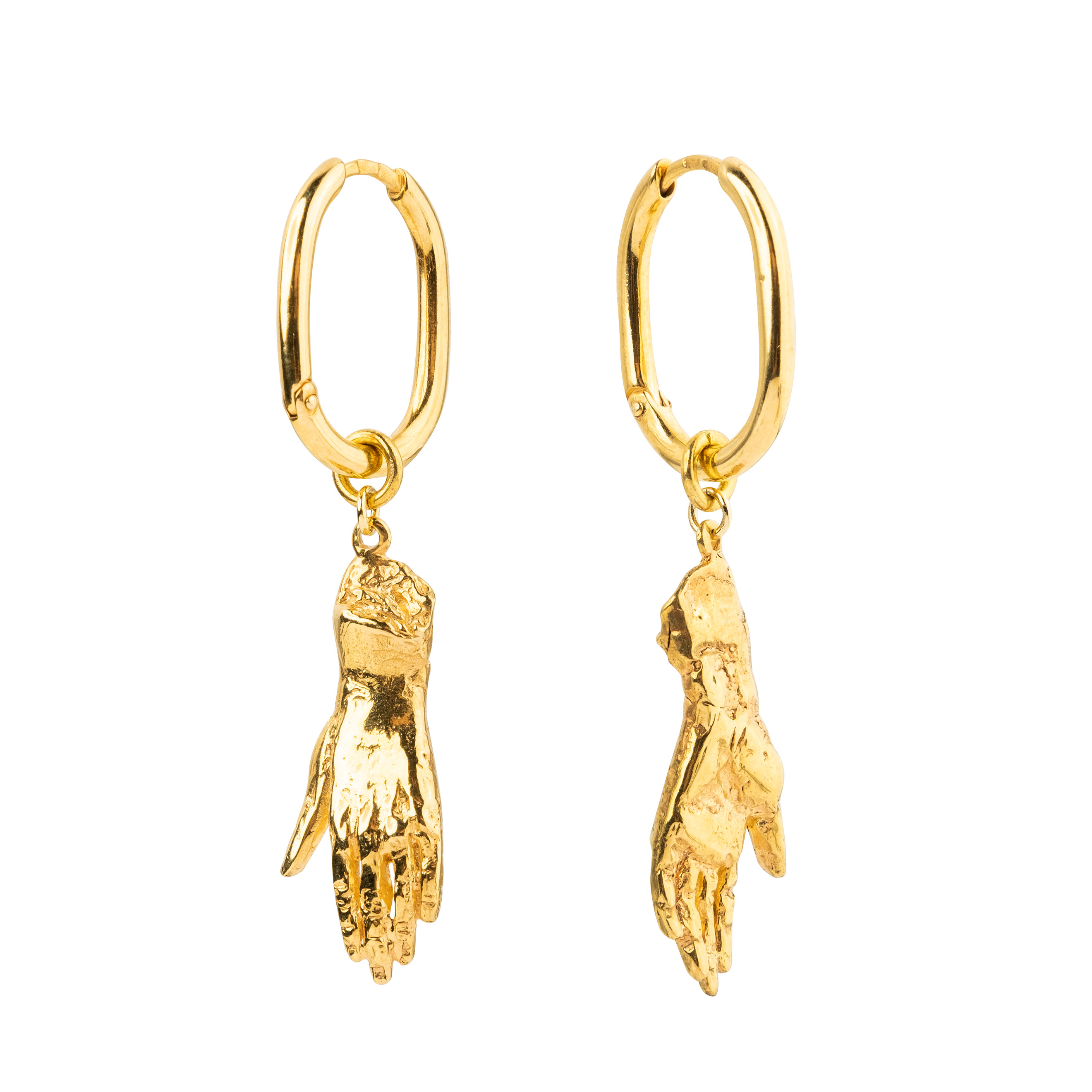 Earrings, a pair of small hands