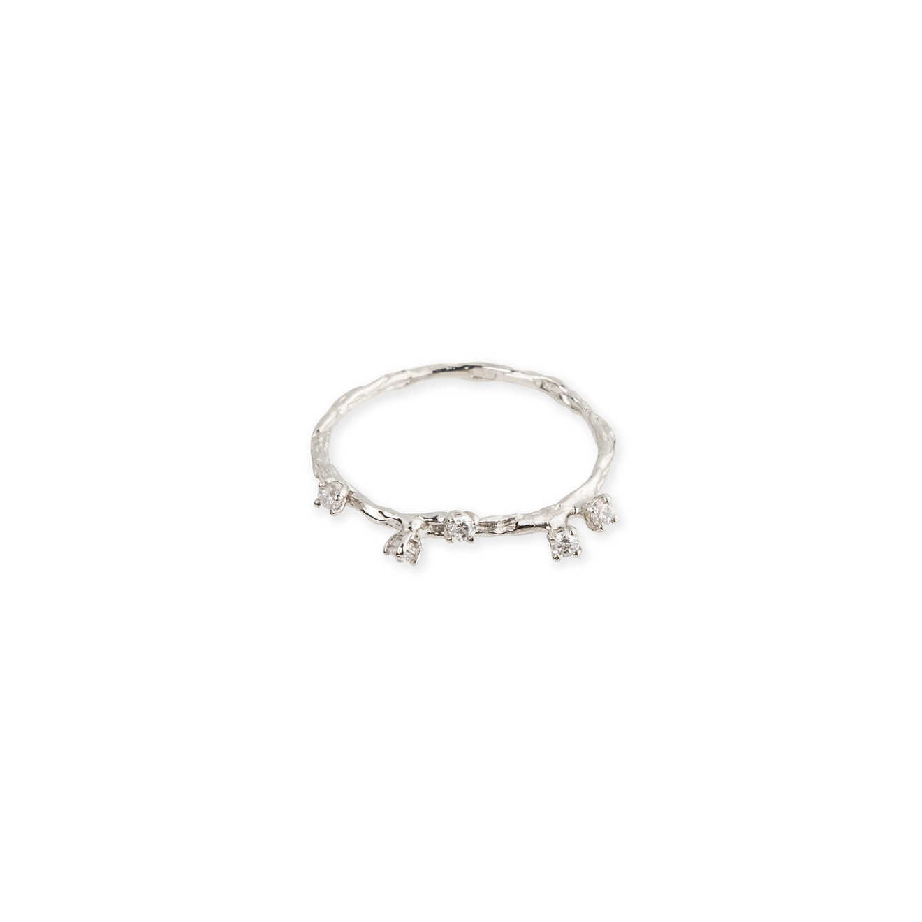nastya maximova безразмерное кольцо из серебра с фианитами Nastya Maximova Тонкое кольцо из серебра с 5 кристаллами
