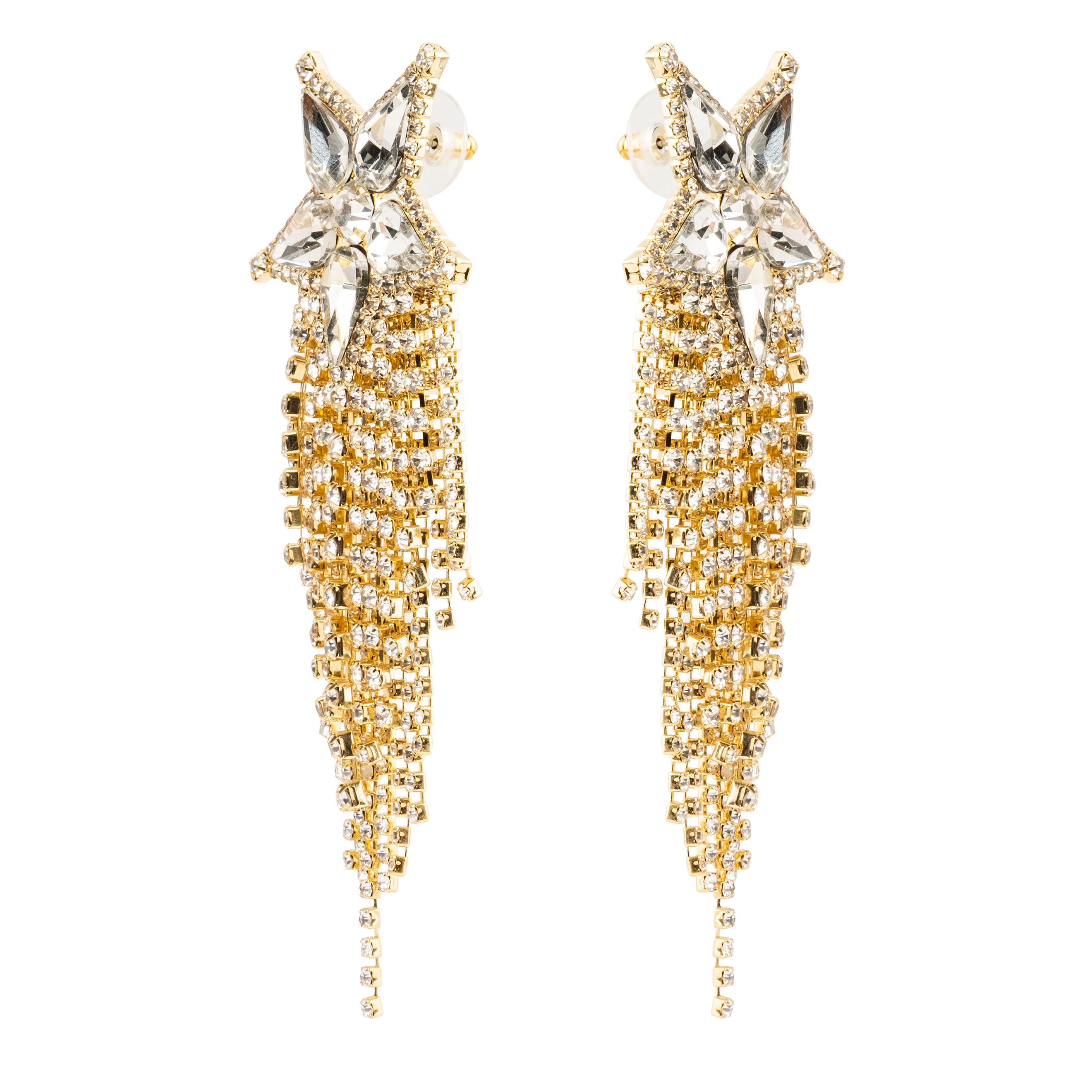 star earrings completely covered with crystals