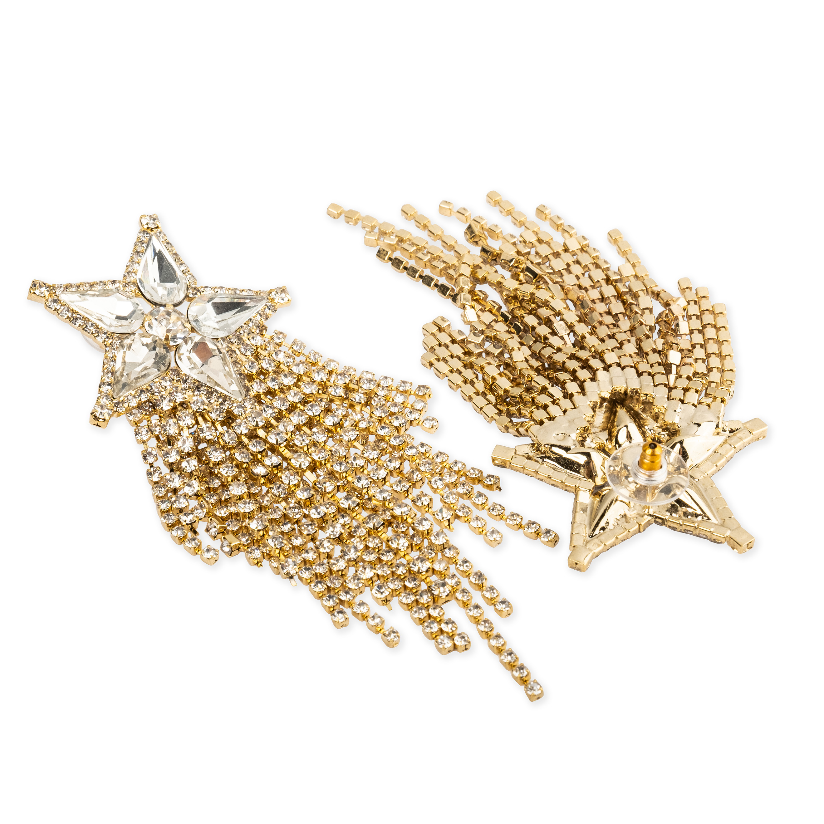 star earrings completely covered with crystals