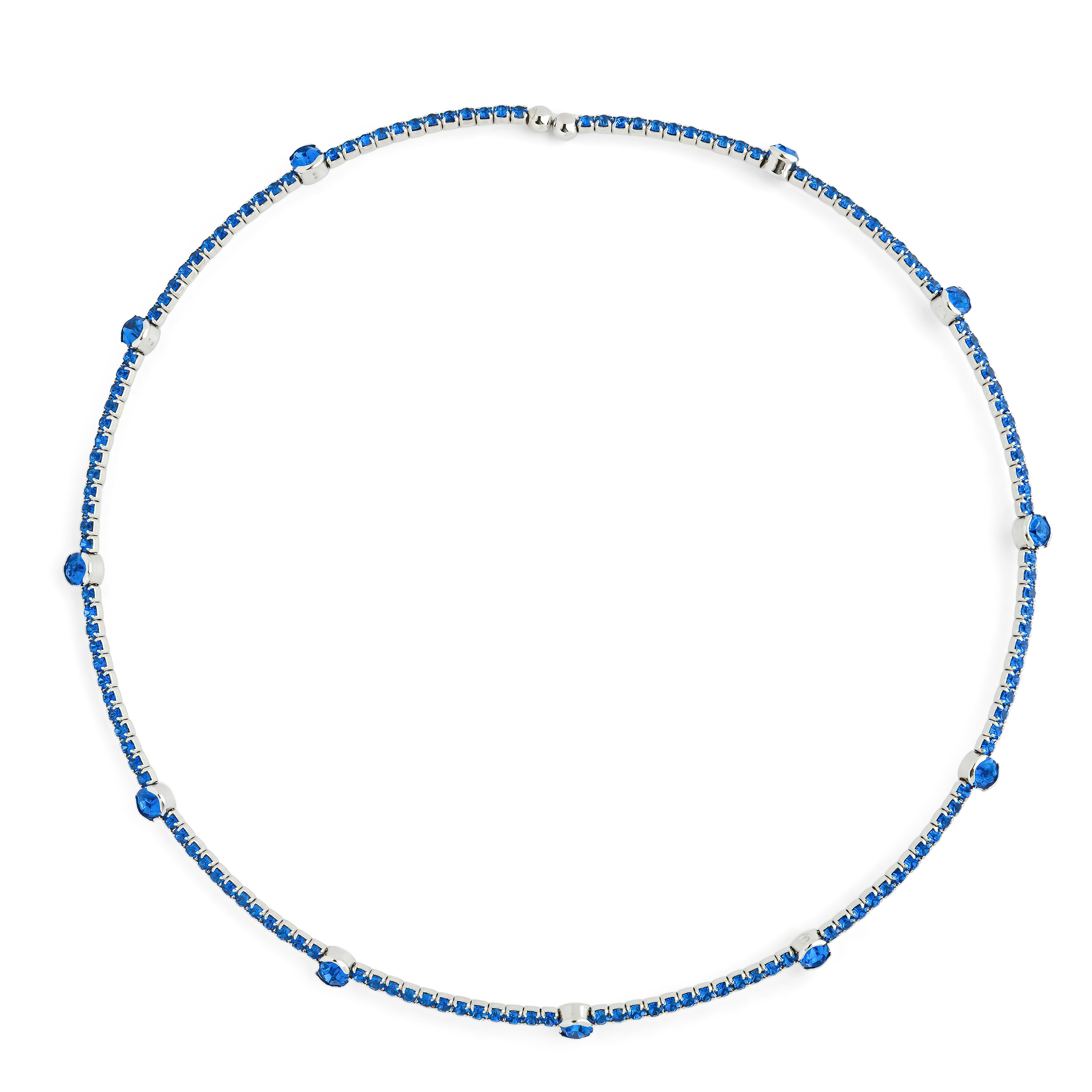 Silver choker with blue crystals