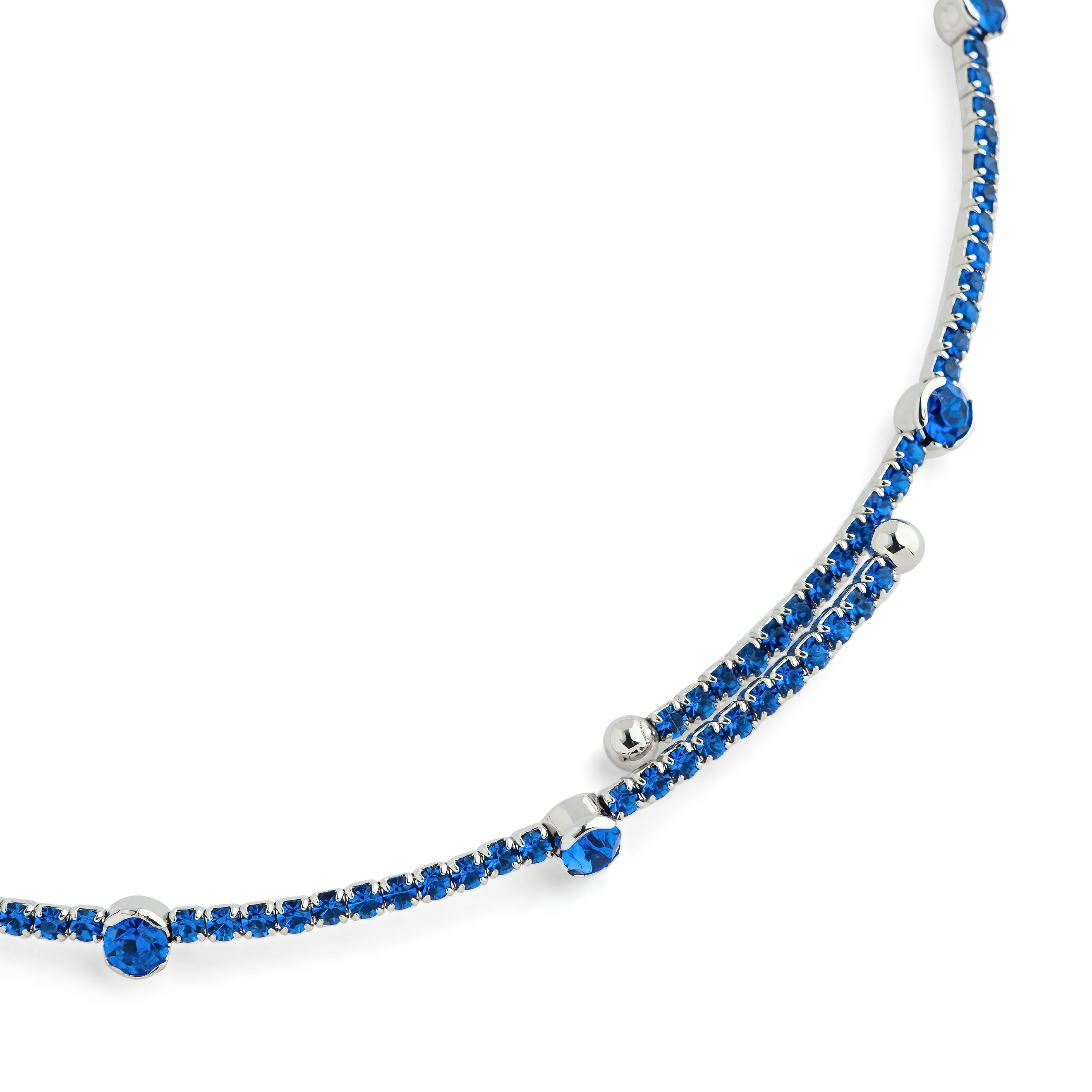 Silver choker with blue crystals