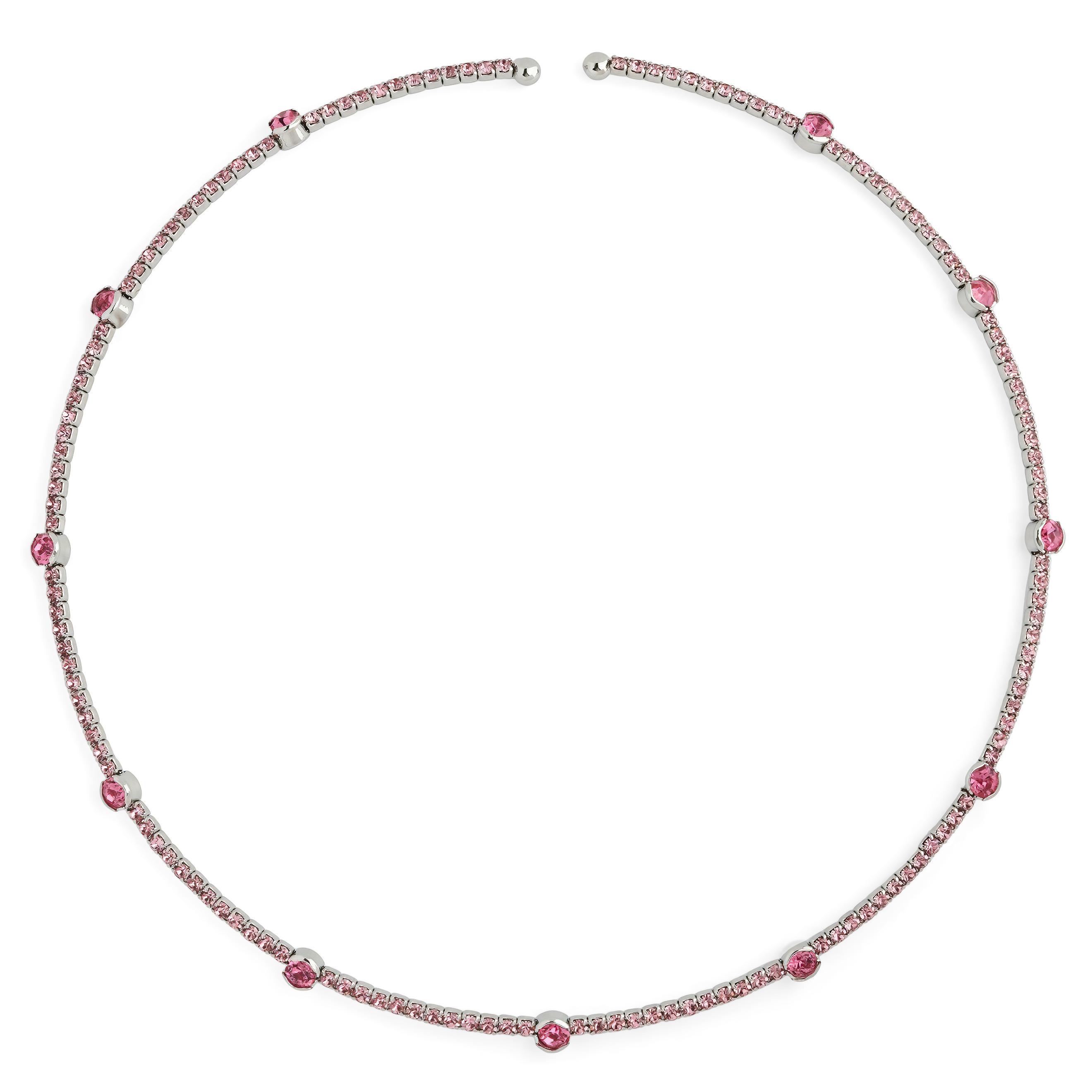 Silver choker with pink crystals