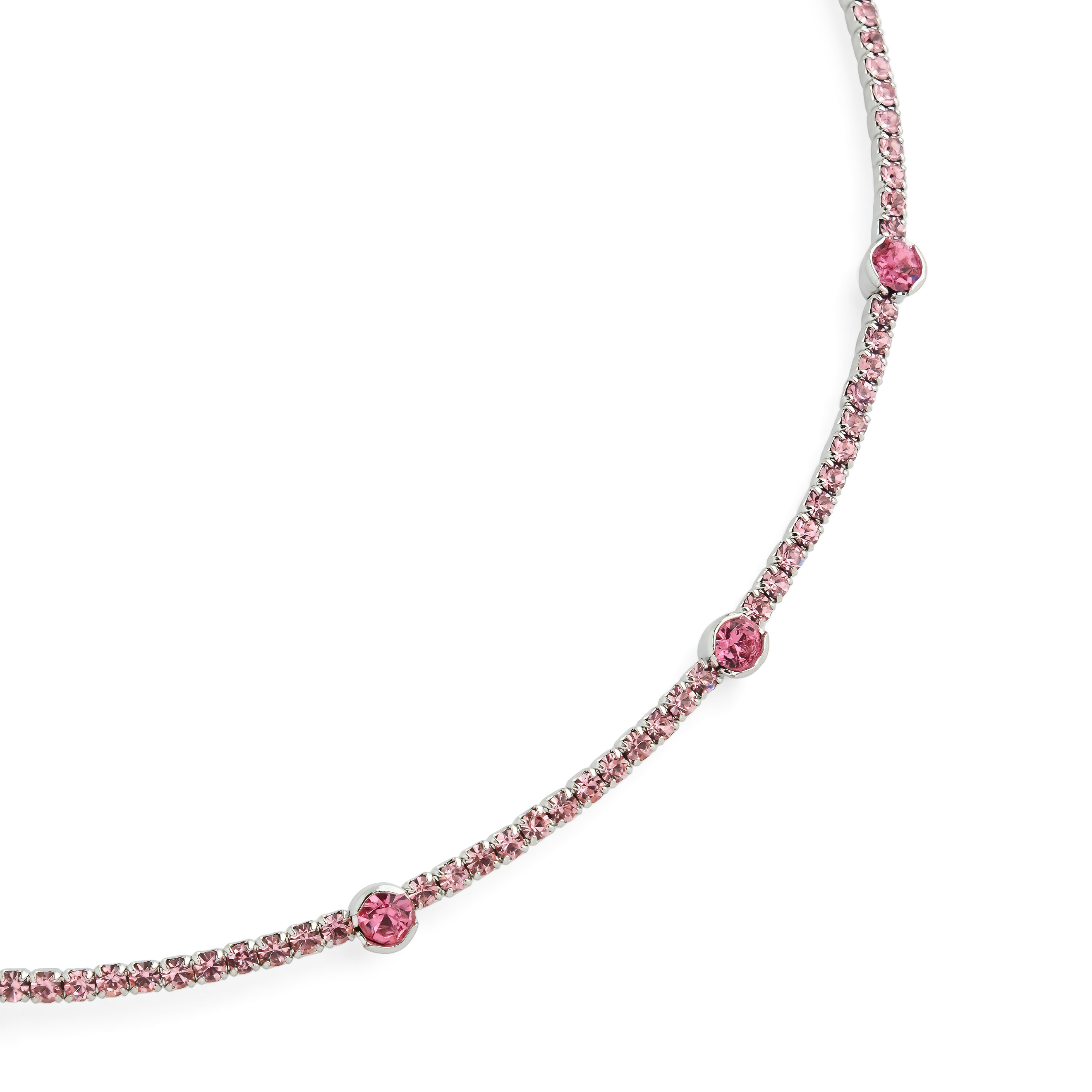 Silver choker with pink crystals