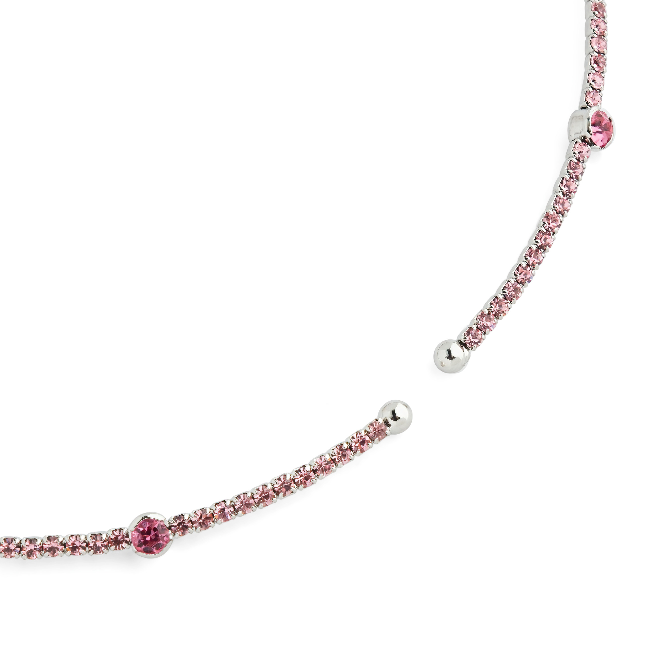 Silver choker with pink crystals