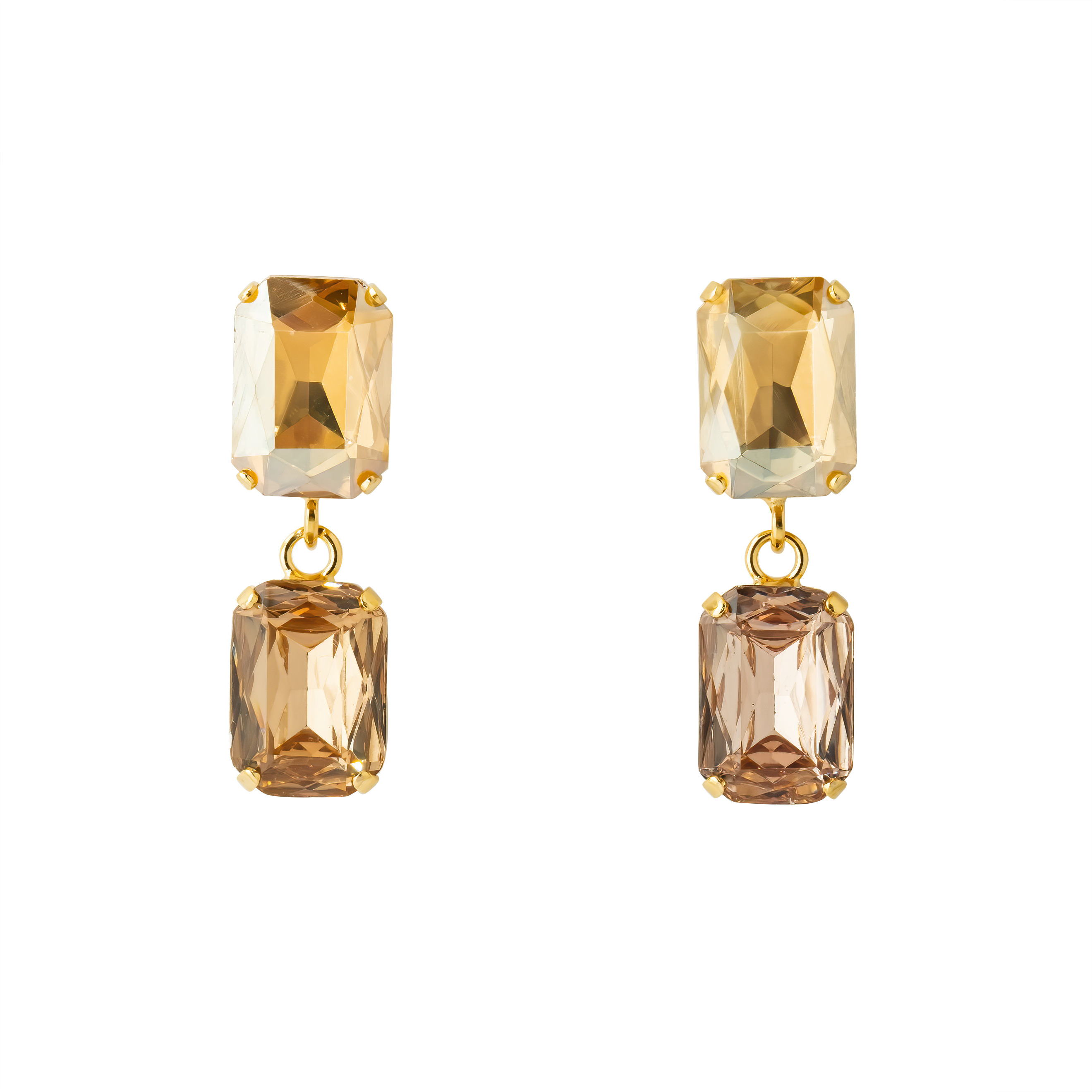 earrings with two crystals