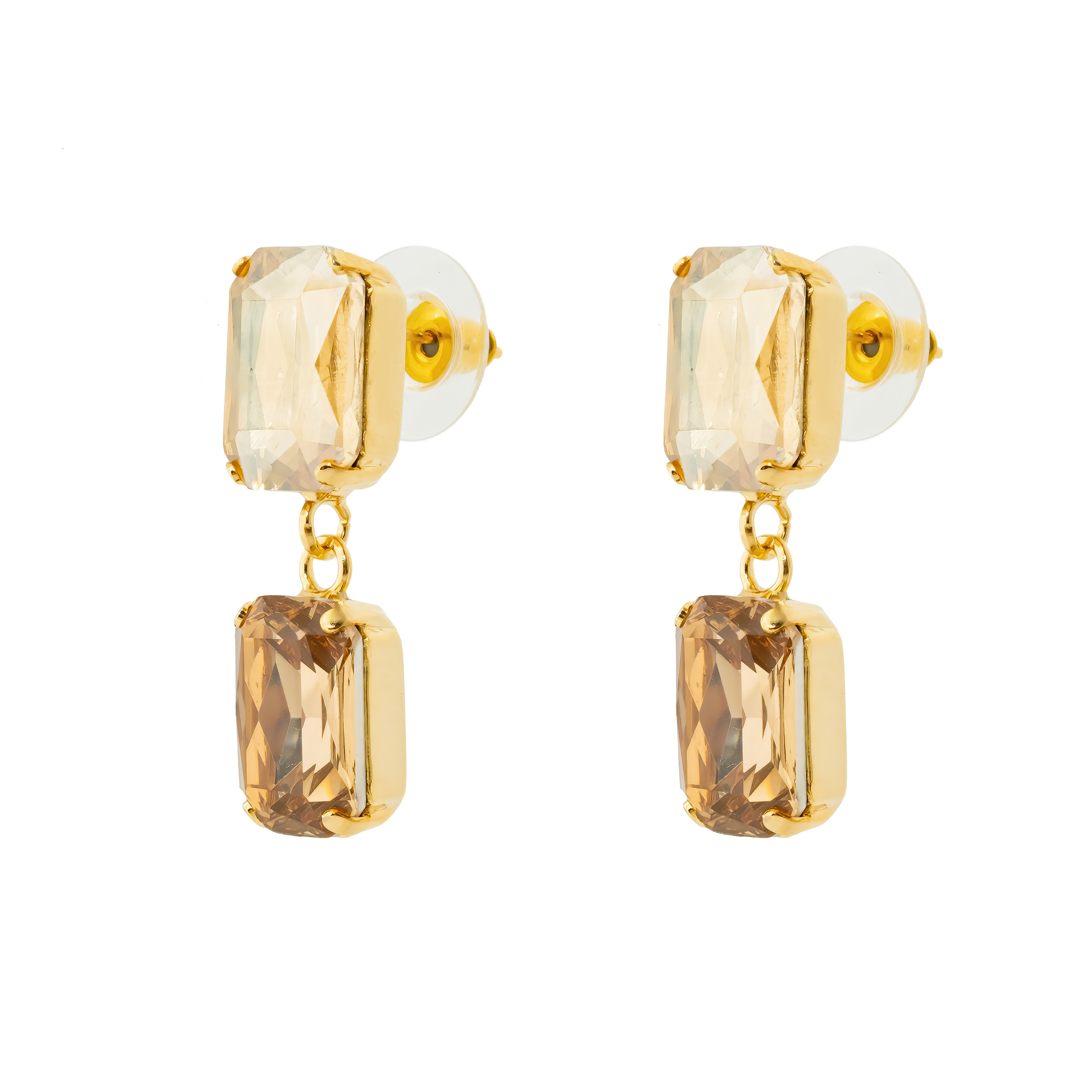 earrings with two crystals