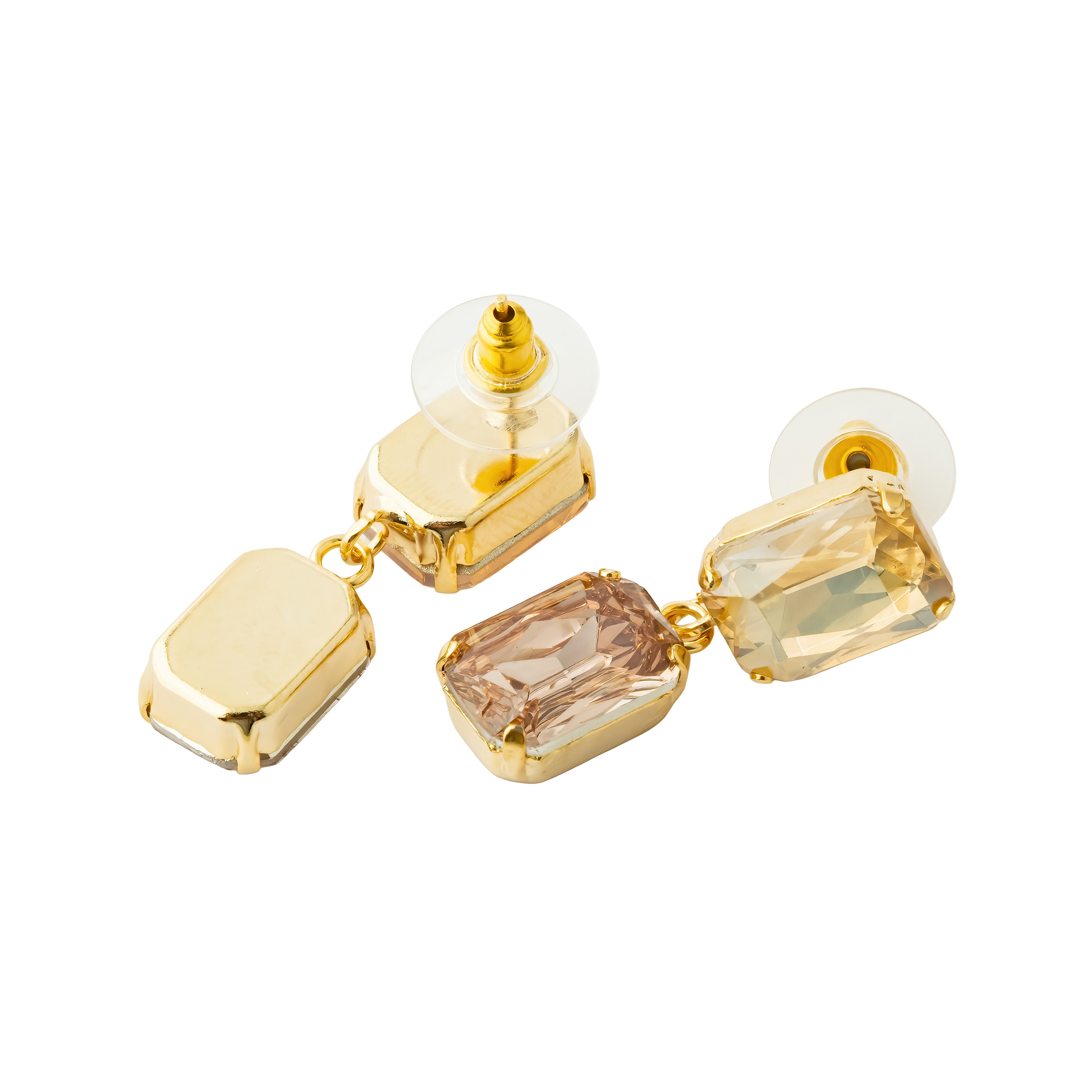 earrings with two crystals