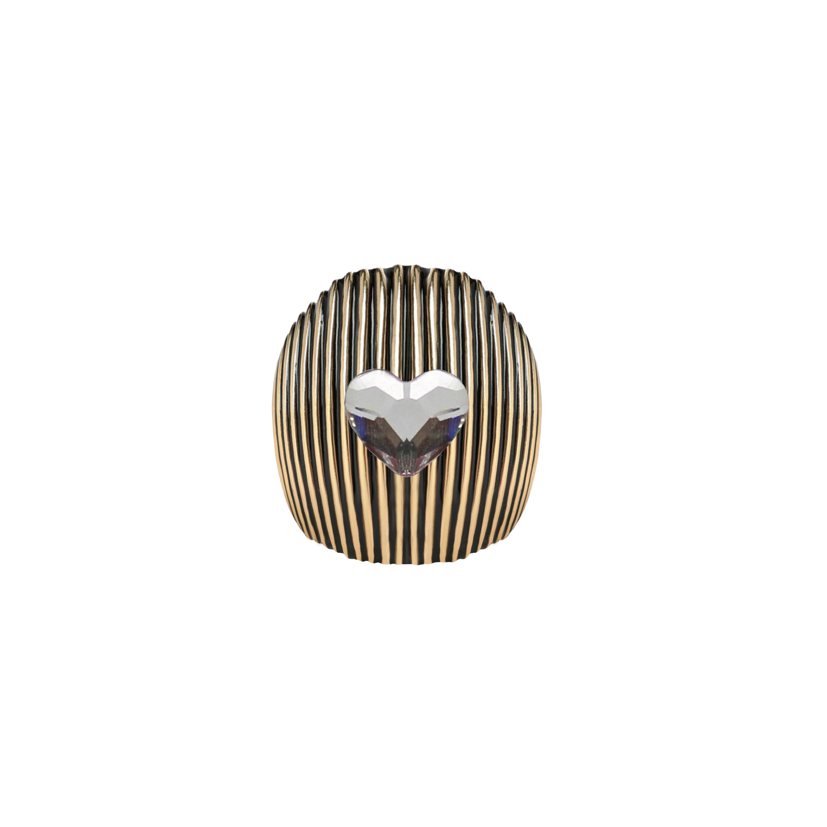COR CHRYSTAL RING - blown ring with black enamel and white crystal in the form of a heart