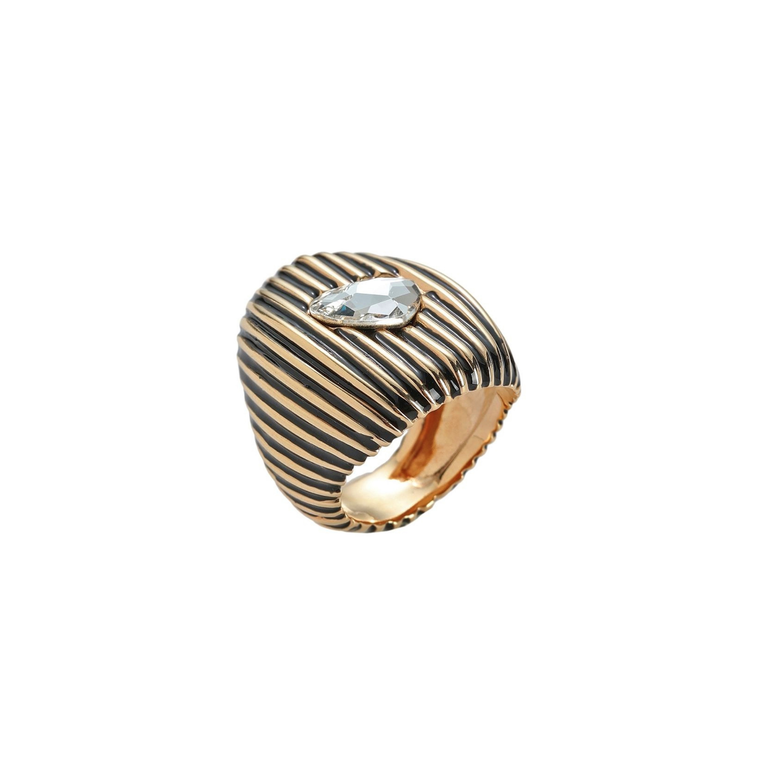 COR CHRYSTAL RING - blown ring with black enamel and white crystal in the form of a heart