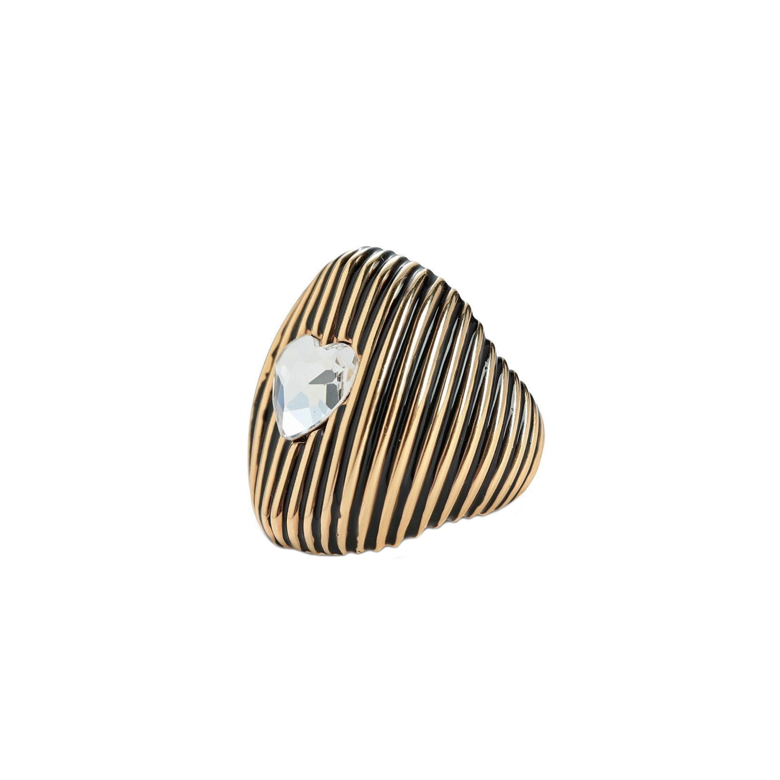 COR CHRYSTAL RING - blown ring with black enamel and white crystal in the form of a heart