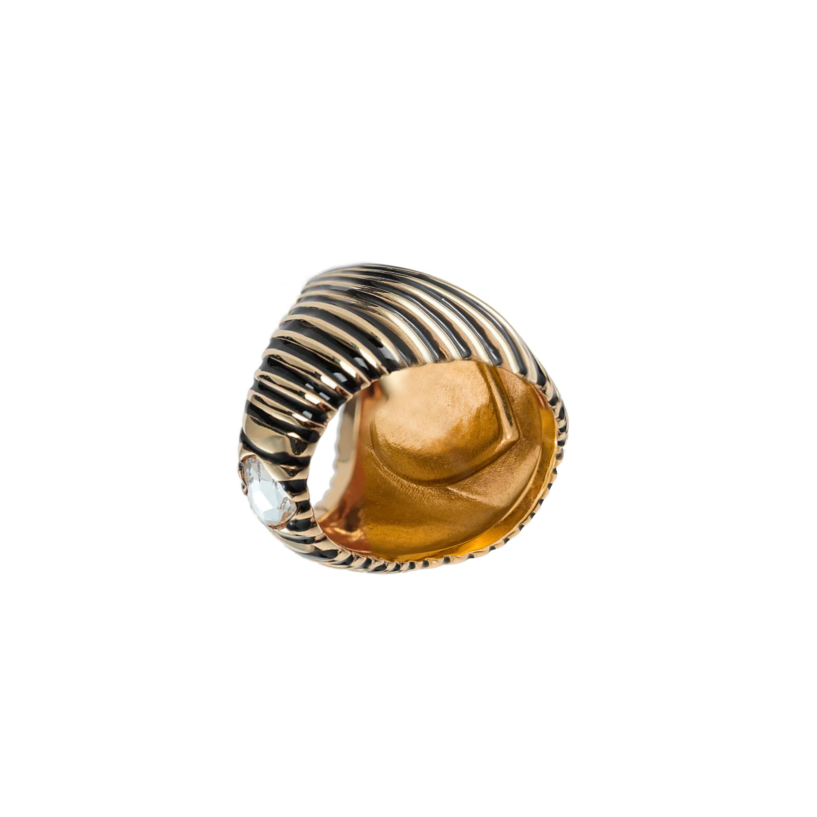 COR CHRYSTAL RING - blown ring with black enamel and white crystal in the form of a heart
