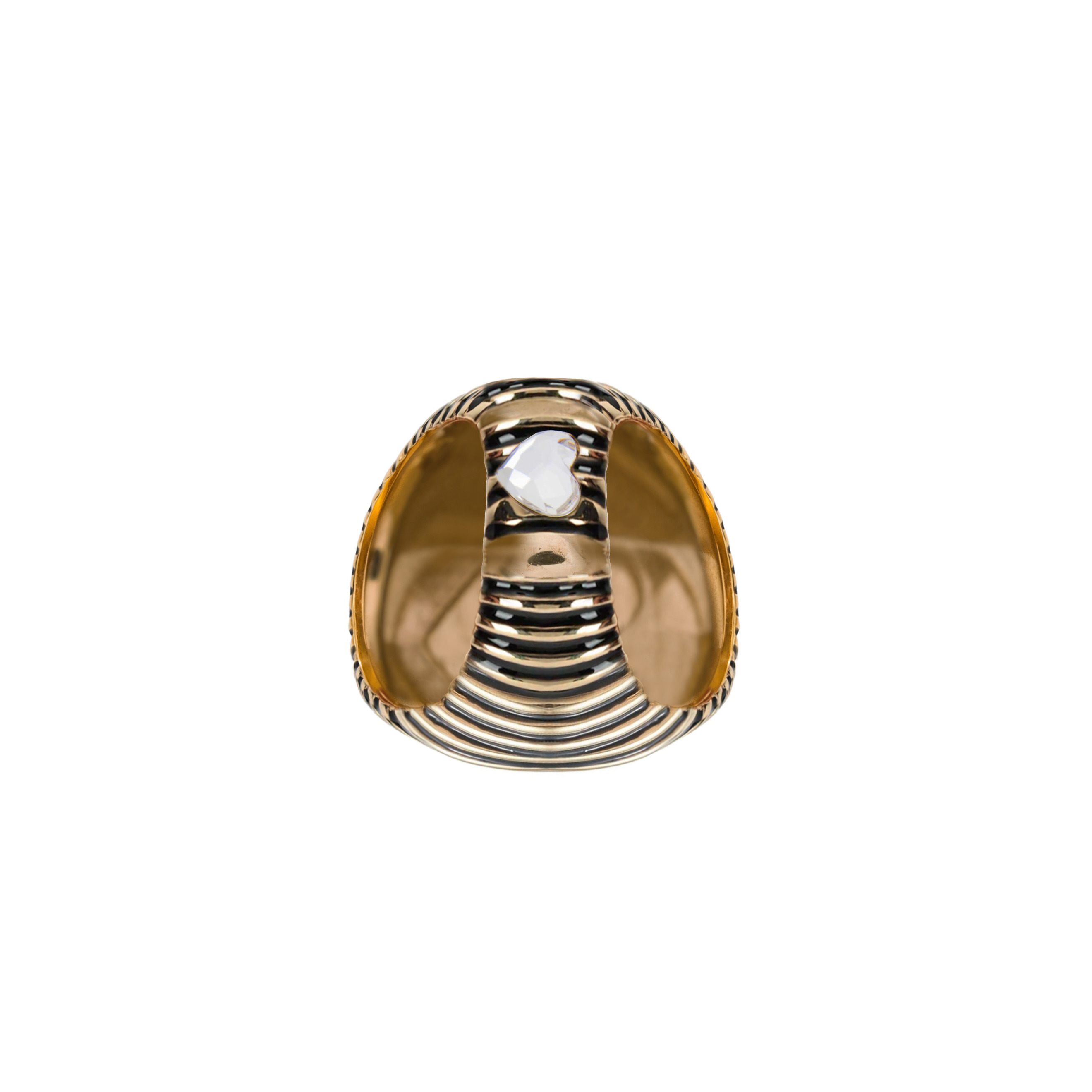 COR CHRYSTAL RING - blown ring with black enamel and white crystal in the form of a heart