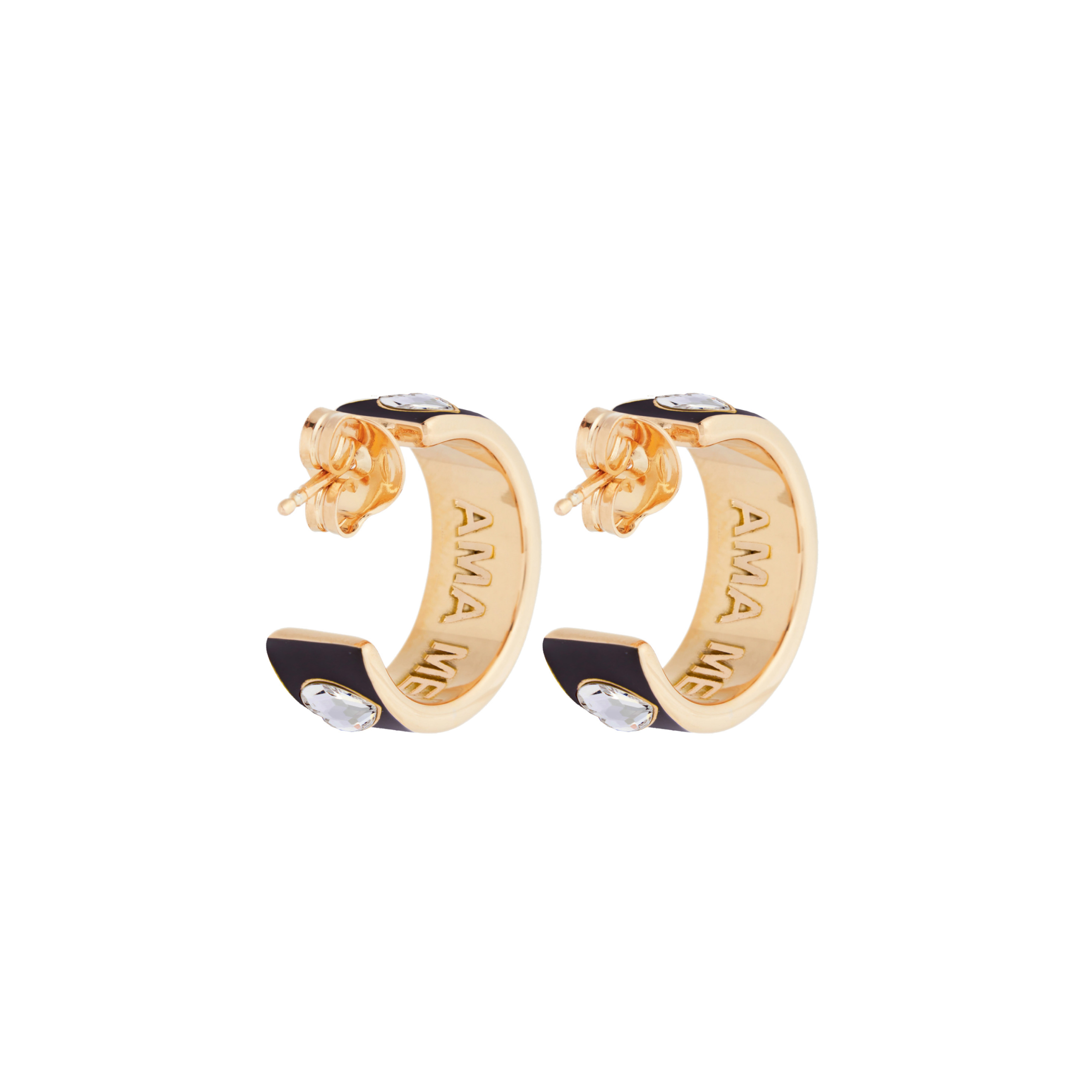 Heart Earrings with black enamel APERIO AMAME EARRINGS