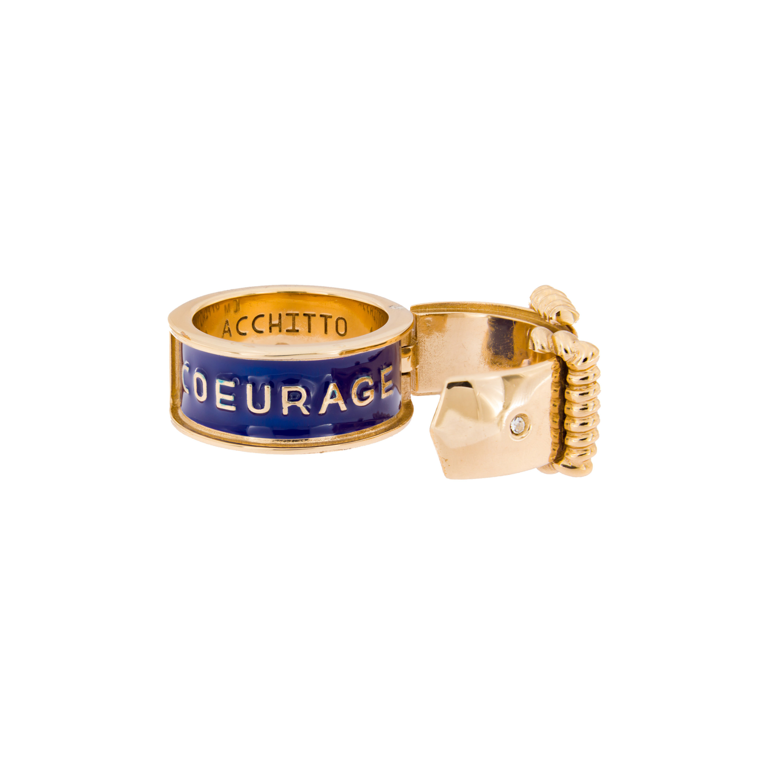 Открывающееся кольцо с синей эмалью APERIO COEURGAE RING
