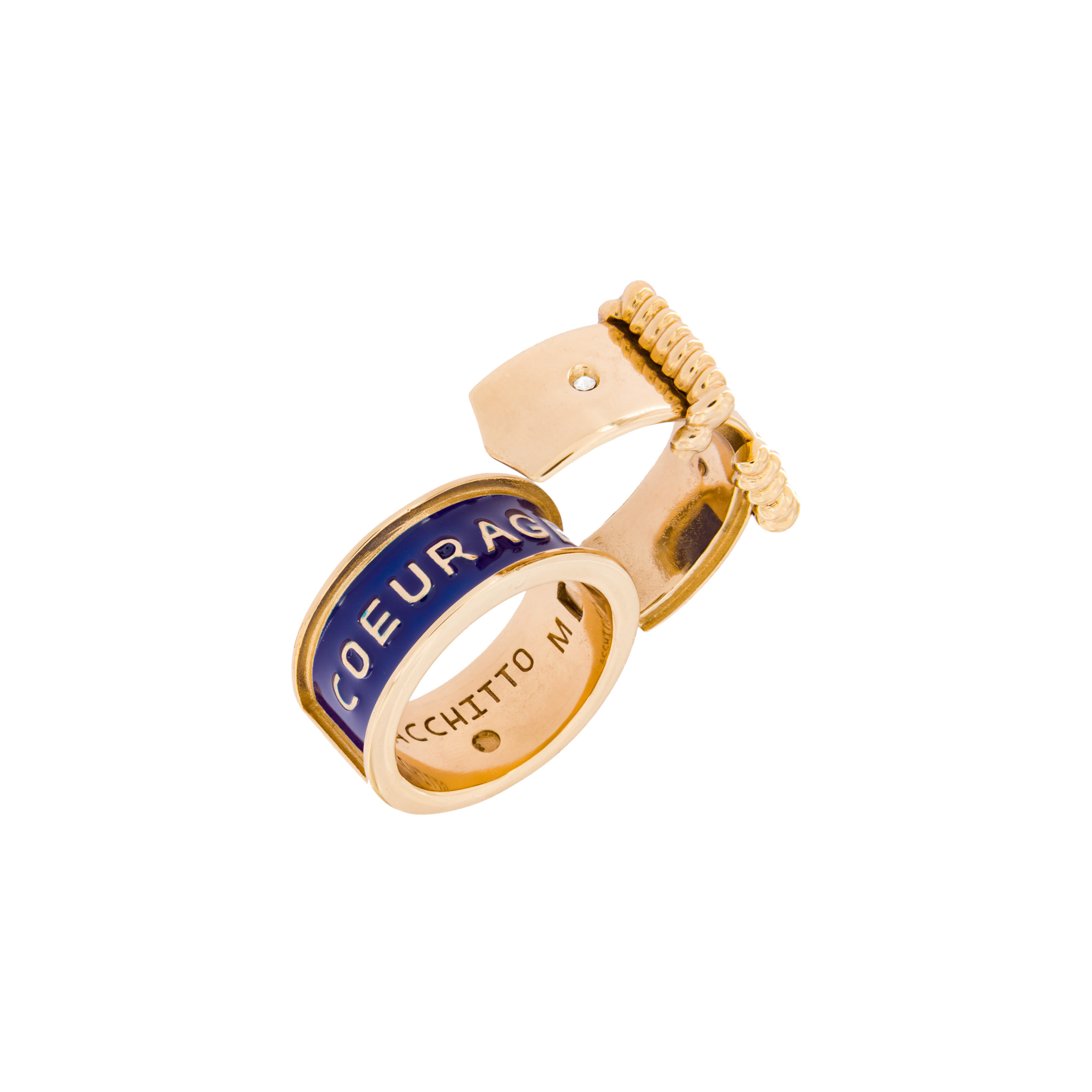 Открывающееся кольцо с синей эмалью APERIO COEURGAE RING