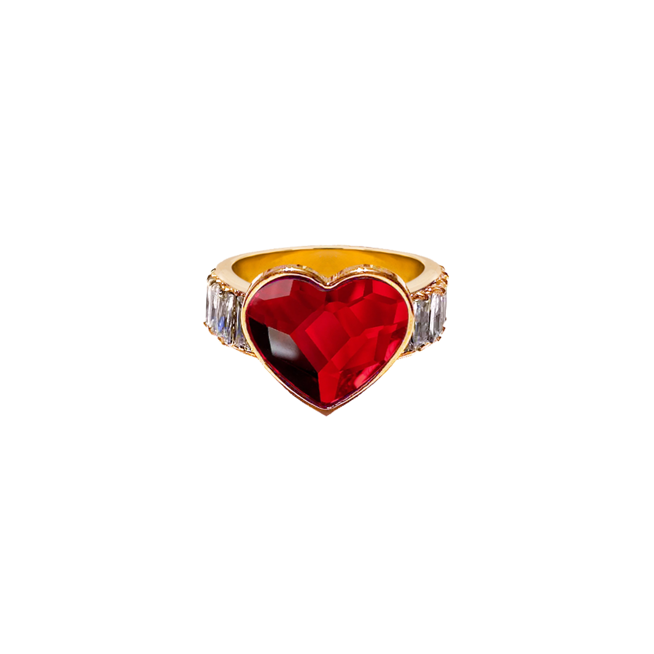 Кольцо с красным кристаллом в виде сердца ELY RING