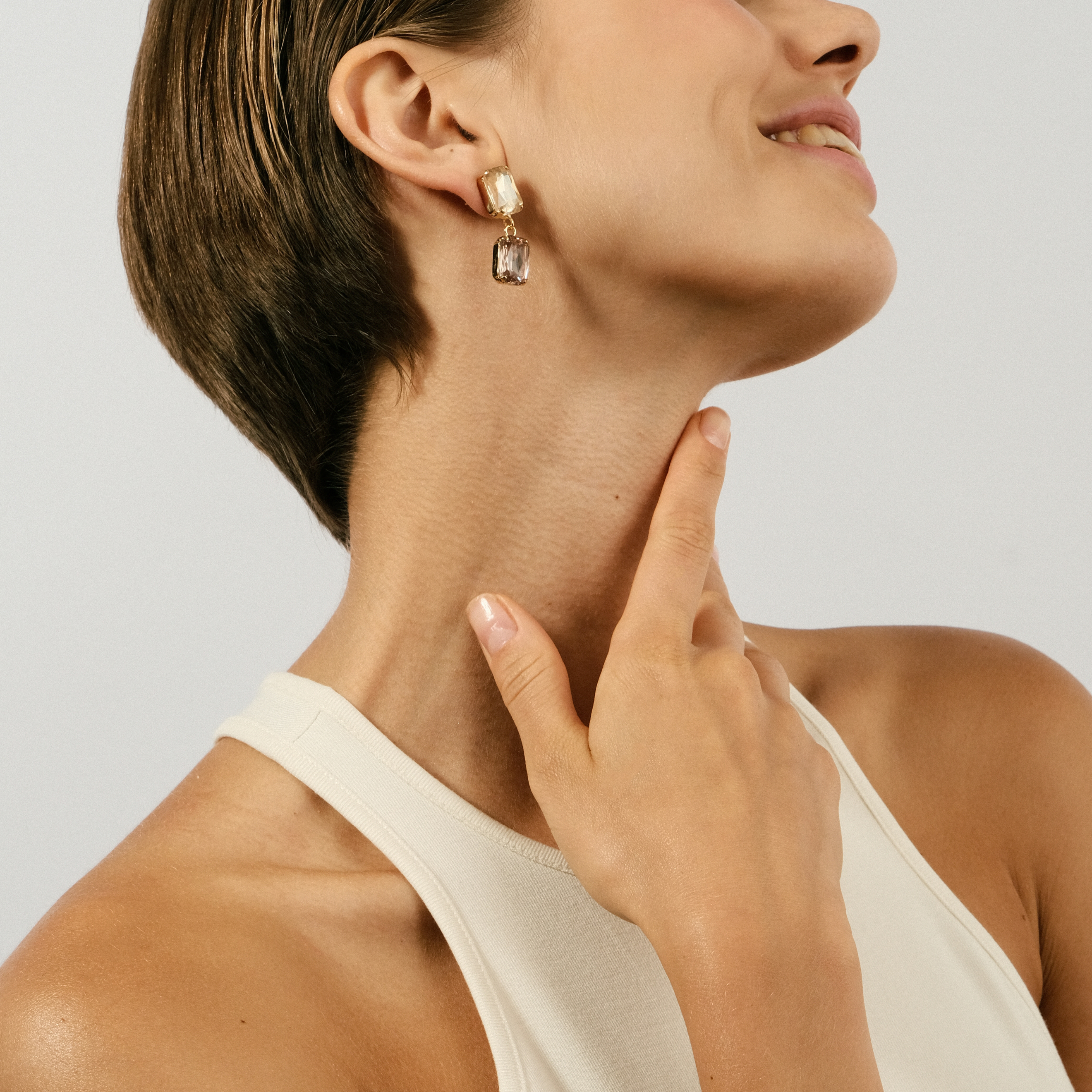 earrings with two crystals