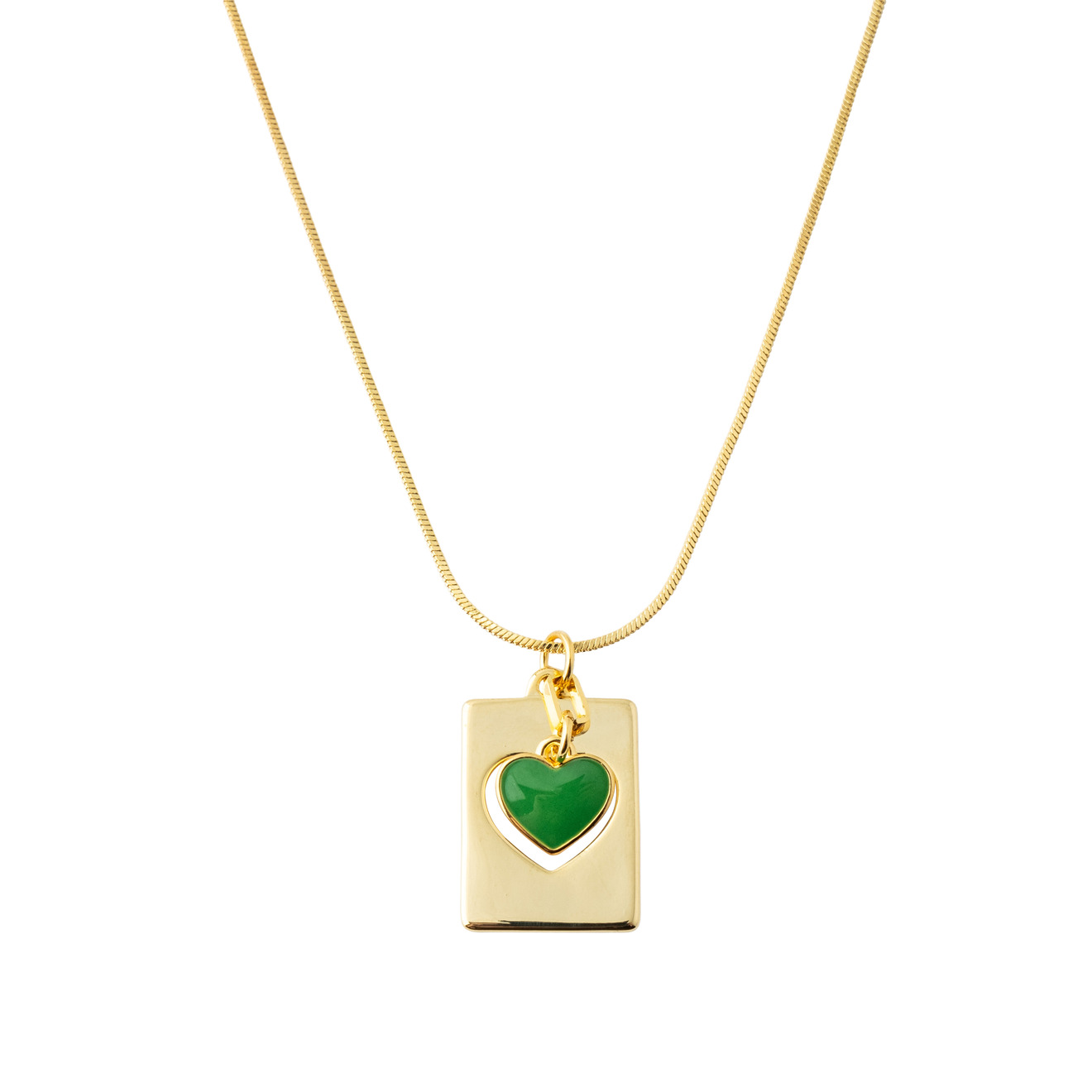 Aqua Золотистая подвеска с зеленым сердцем aqua серебристое кольцо с зеленым сердцем