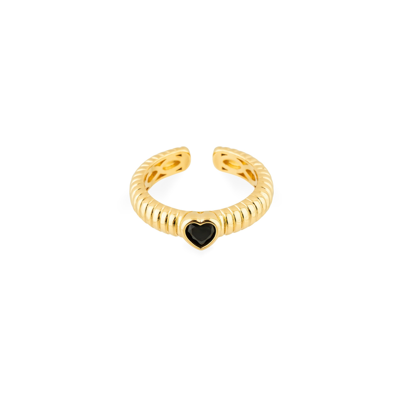 Herald Percy Золотистое фигурное кольцо с черным сердцем herald percy золотистое кольцо печатка с кристаллами