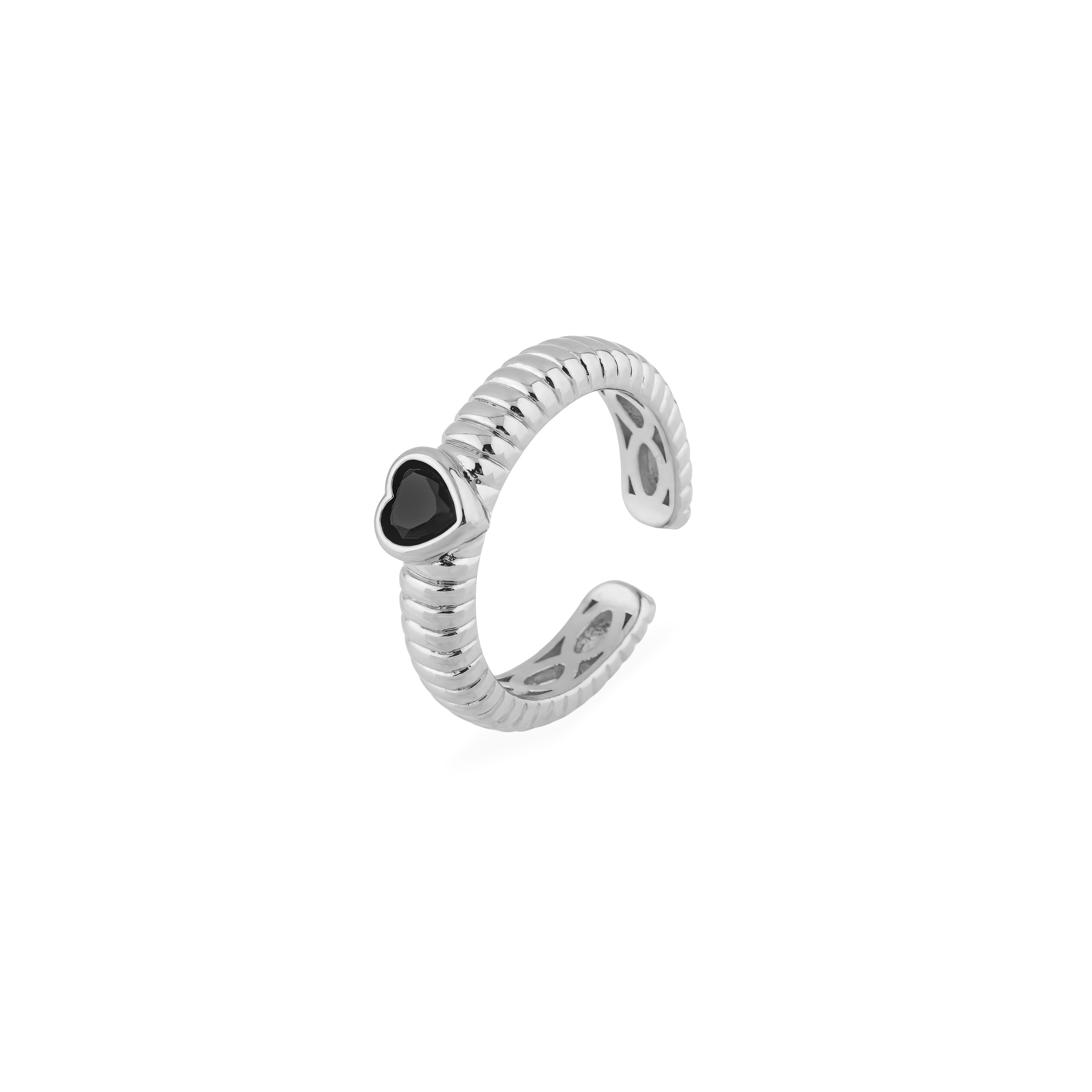curly ring with a black heart