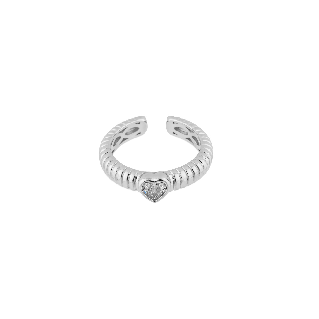 Herald Percy Серебристое фигурное кольцо с белым сердцем aqua серебристое кольцо с черным сердцем