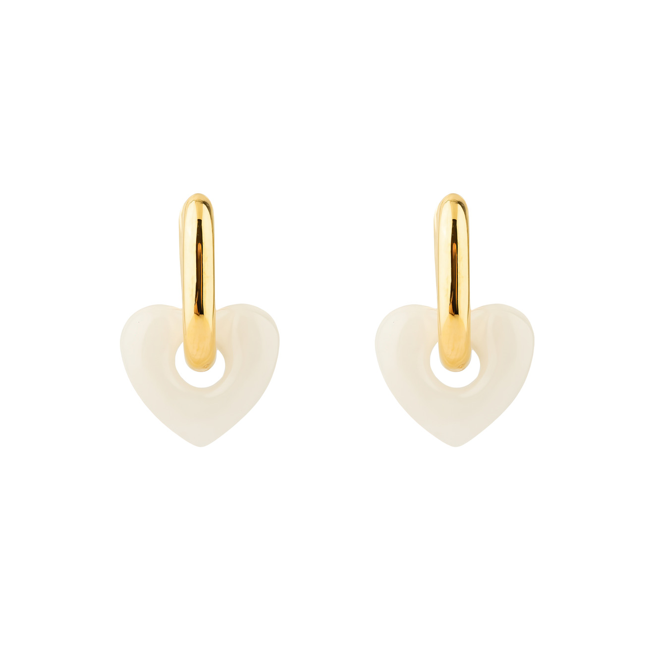 Aqua Золотистые серьги с белыми подвесками-сердцами aqua белые серьги сердечки с подвесками из жемчужин