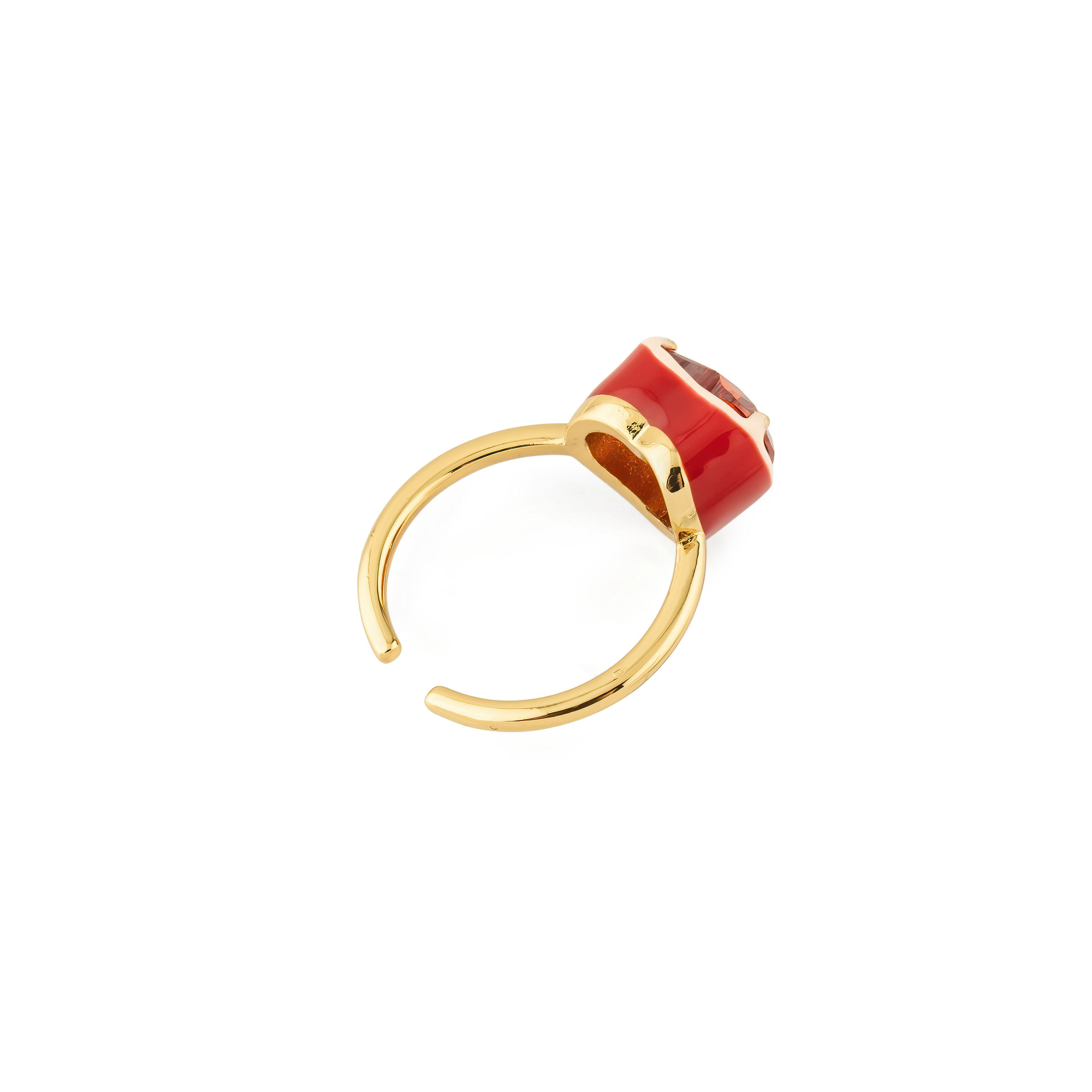 ring with a red crystal heart