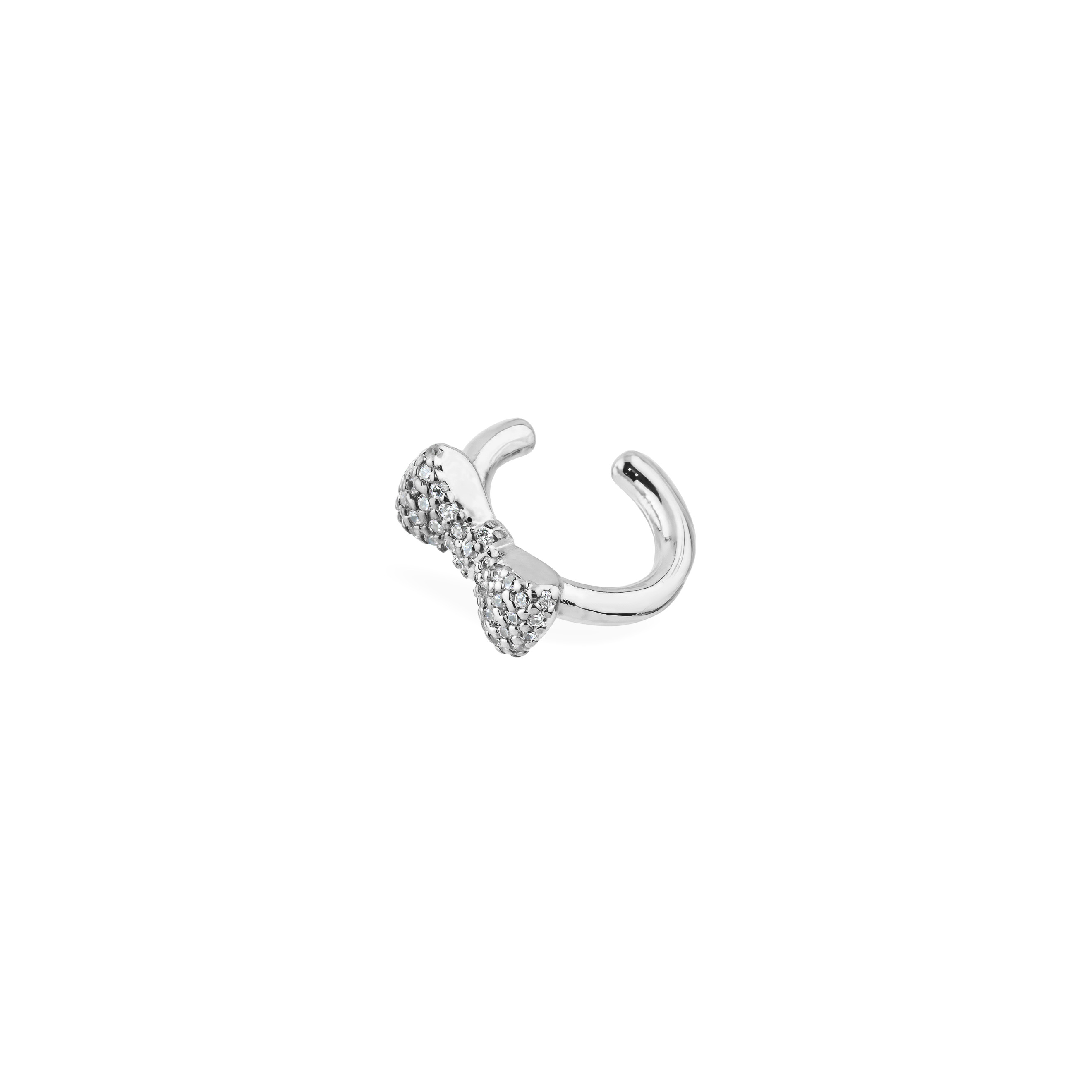 silver-tone bow cuff with crystals