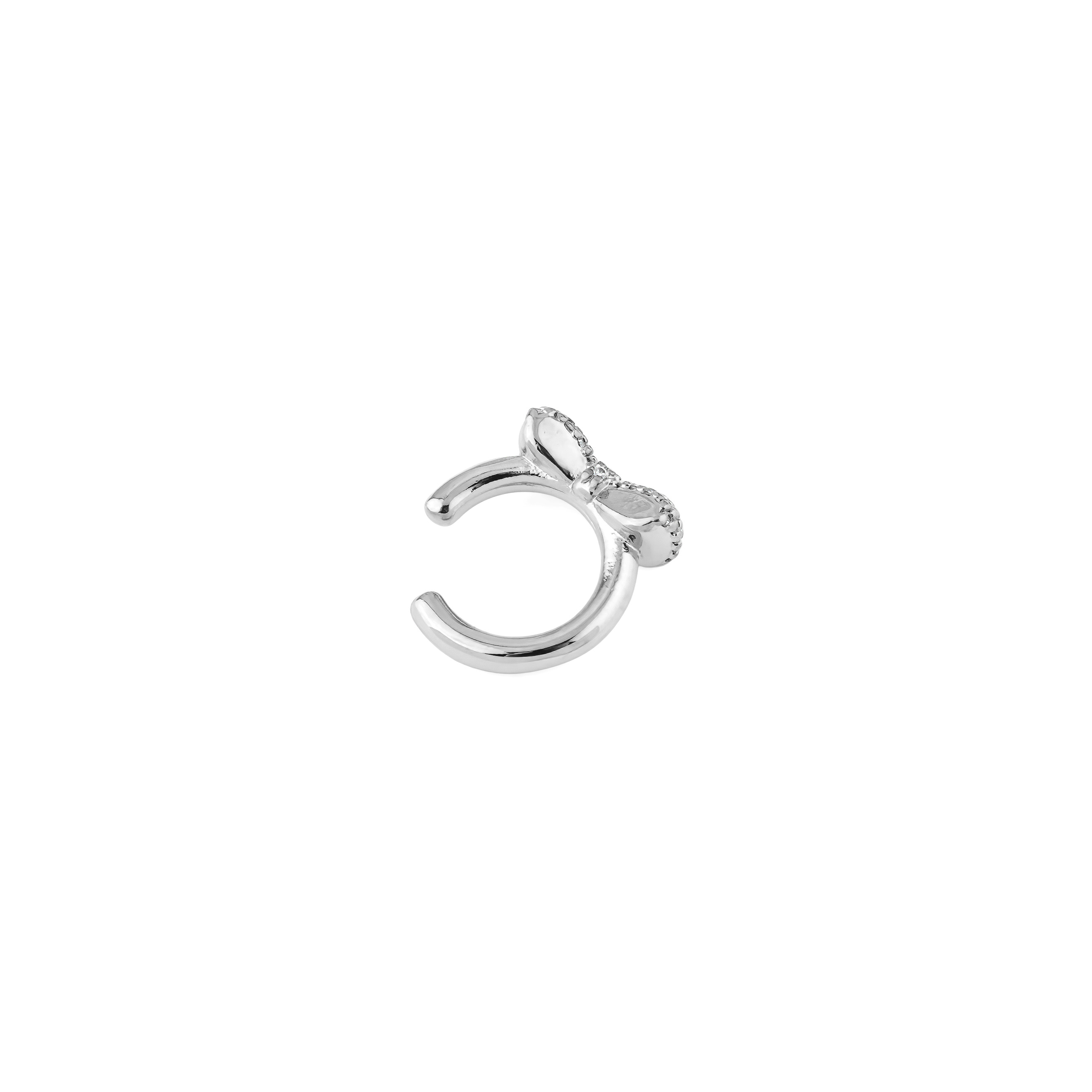 silver-tone bow cuff with crystals