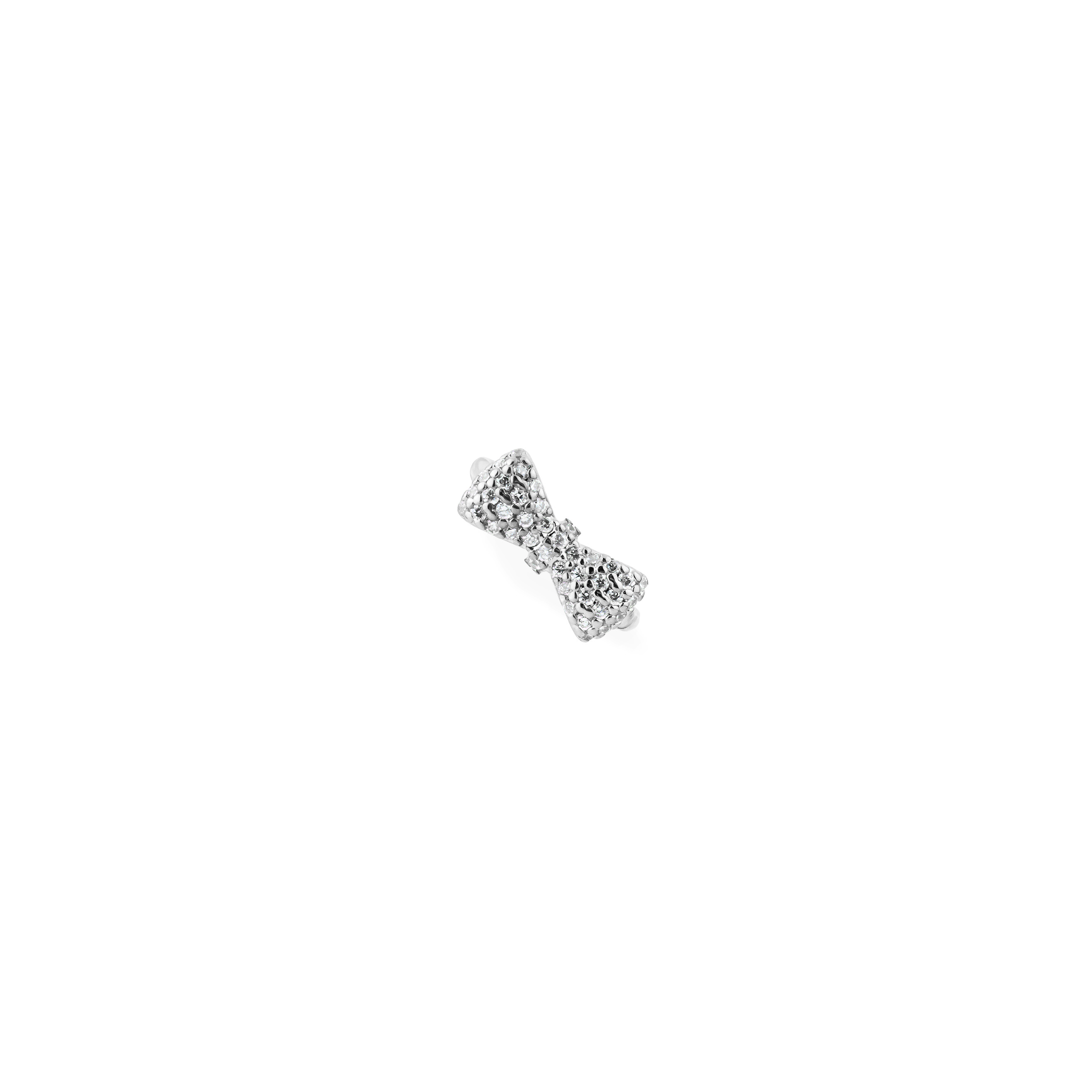silver-tone bow cuff with crystals