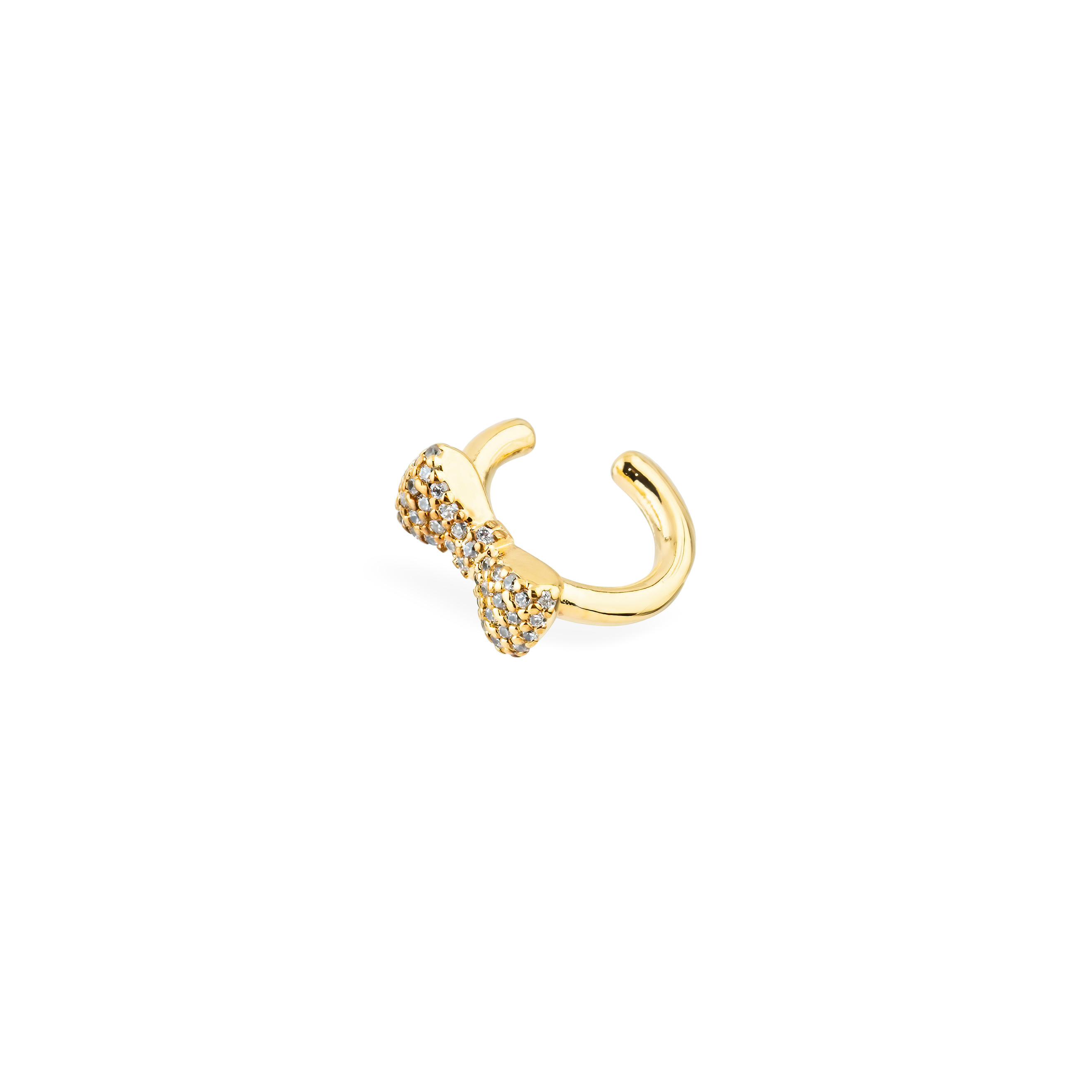 gold-tone bow cuff with crystals