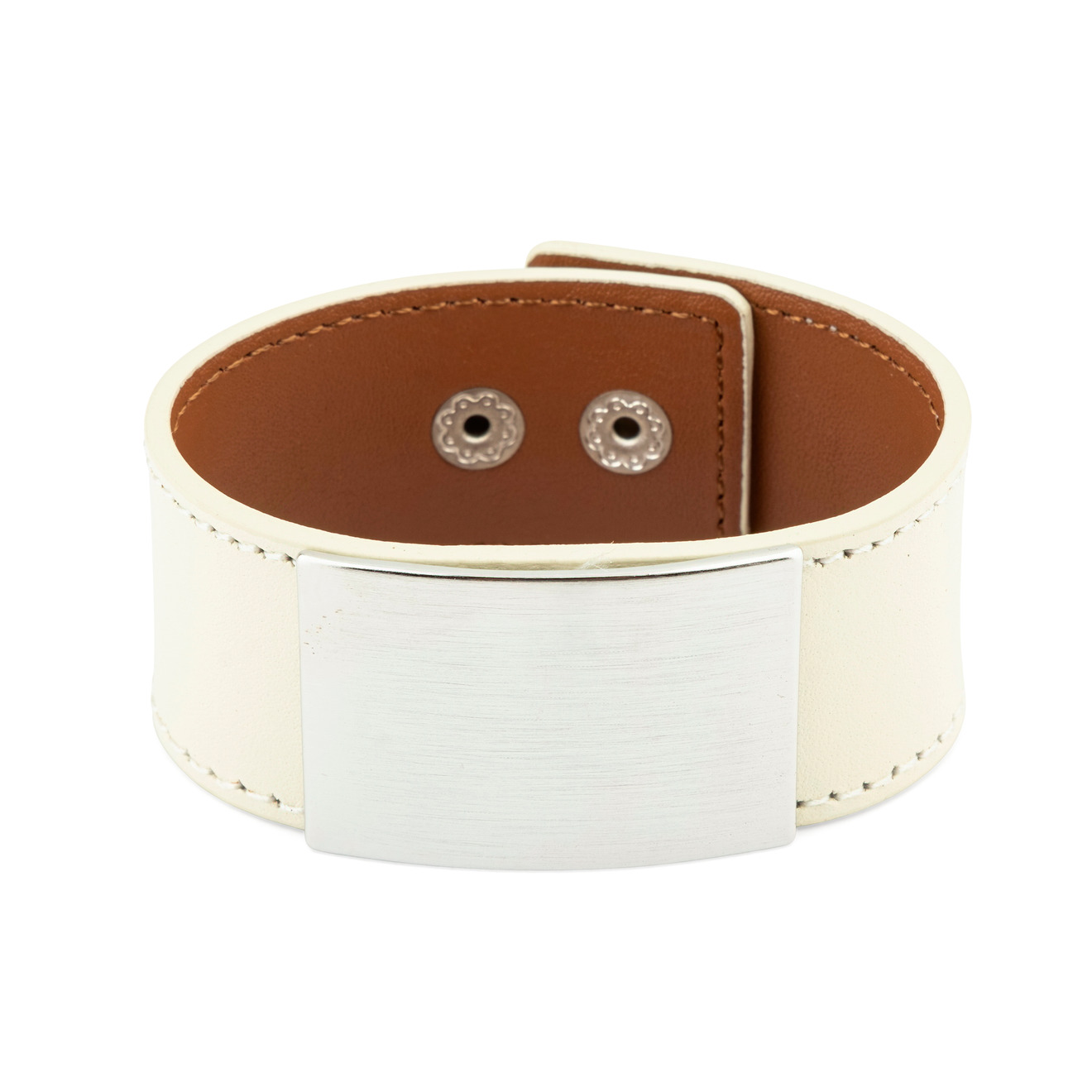 Tannum Белый кожаный браслет с крупной серебристой пряжкой tannum коричневый кожаный браслет с золотистым квадратом