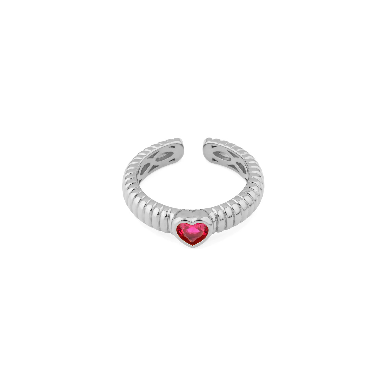Herald Percy Серебристое фигурное кольцо с красным сердцем