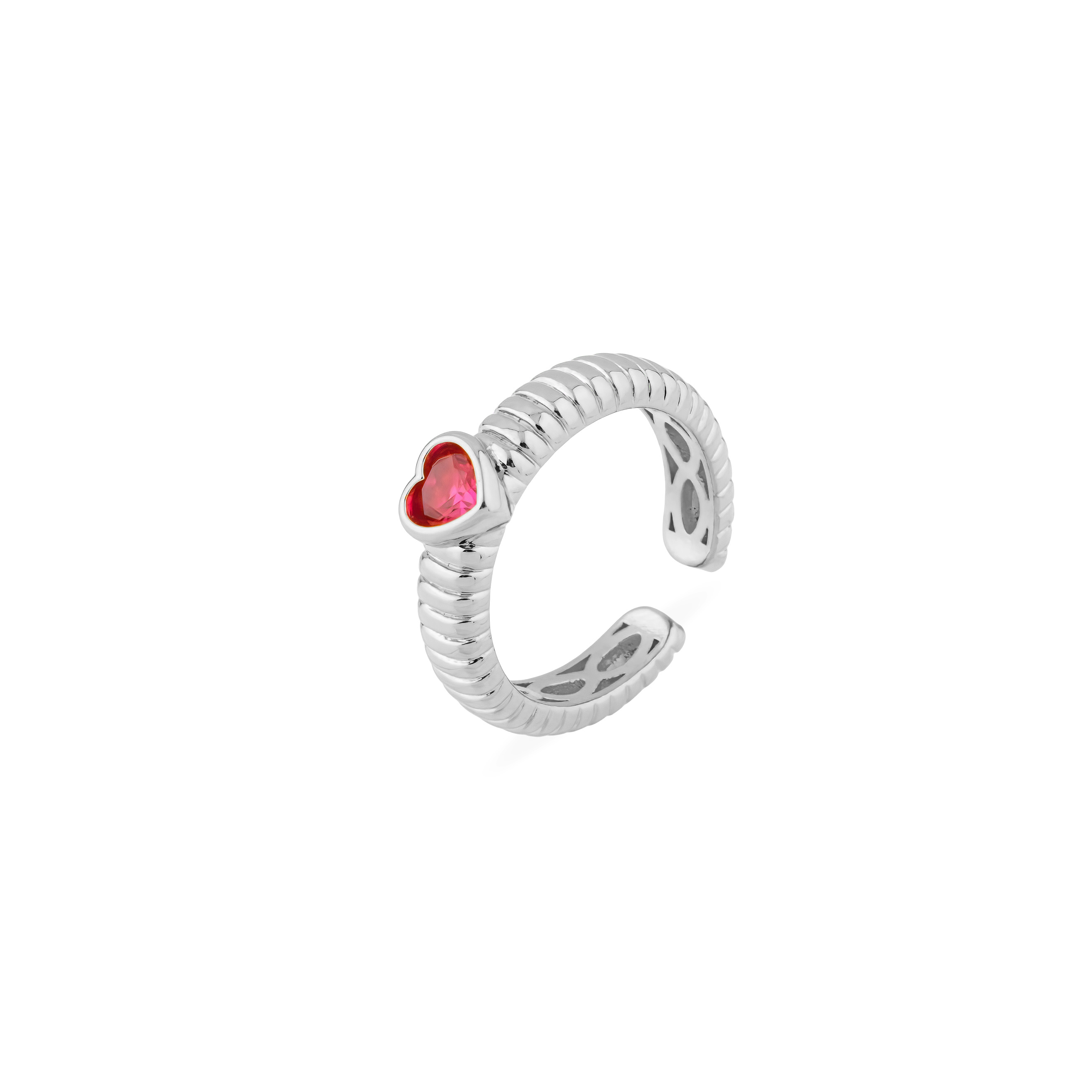 Textured ring with a red heart