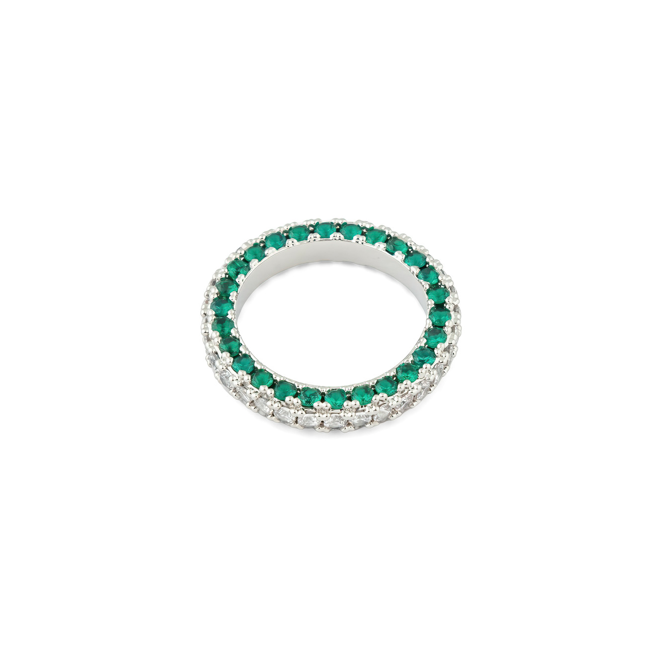Herald Percy Серебристое кольцо с белыми и зелеными кристаллами herald percy серебристое колье с кристаллами в виде капель