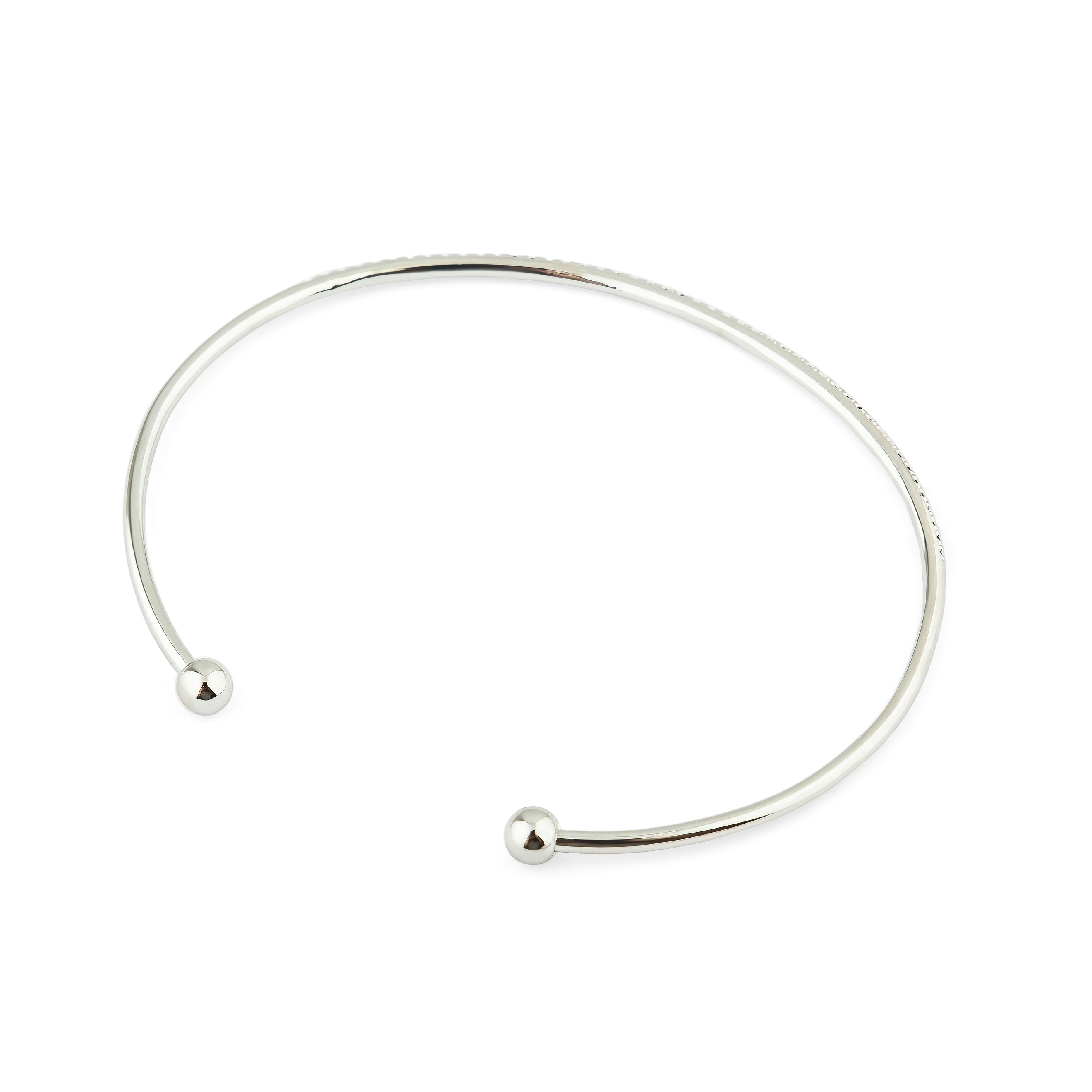 thin silver-tone bracelet with black crystals