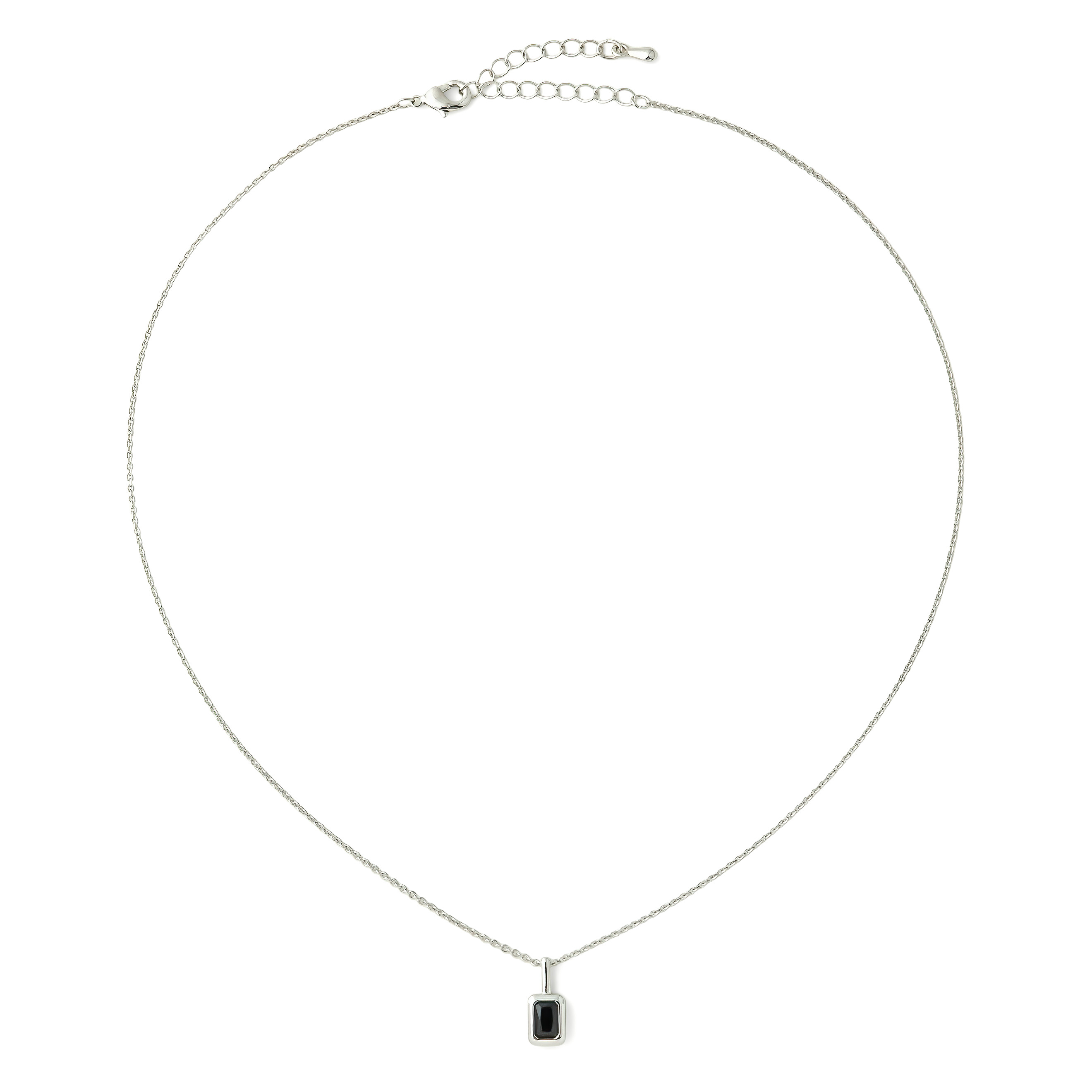 Silver chain with black crystal